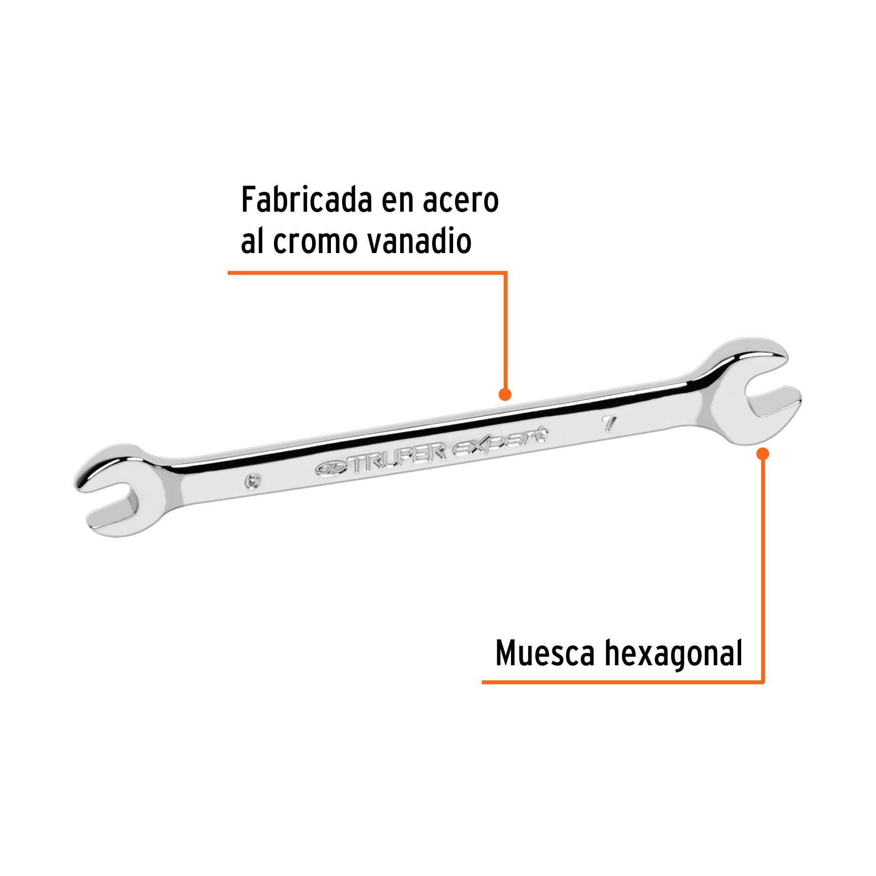Llave española 6 x 7 mm x 126 mm de largo, TRUPER EXPERT