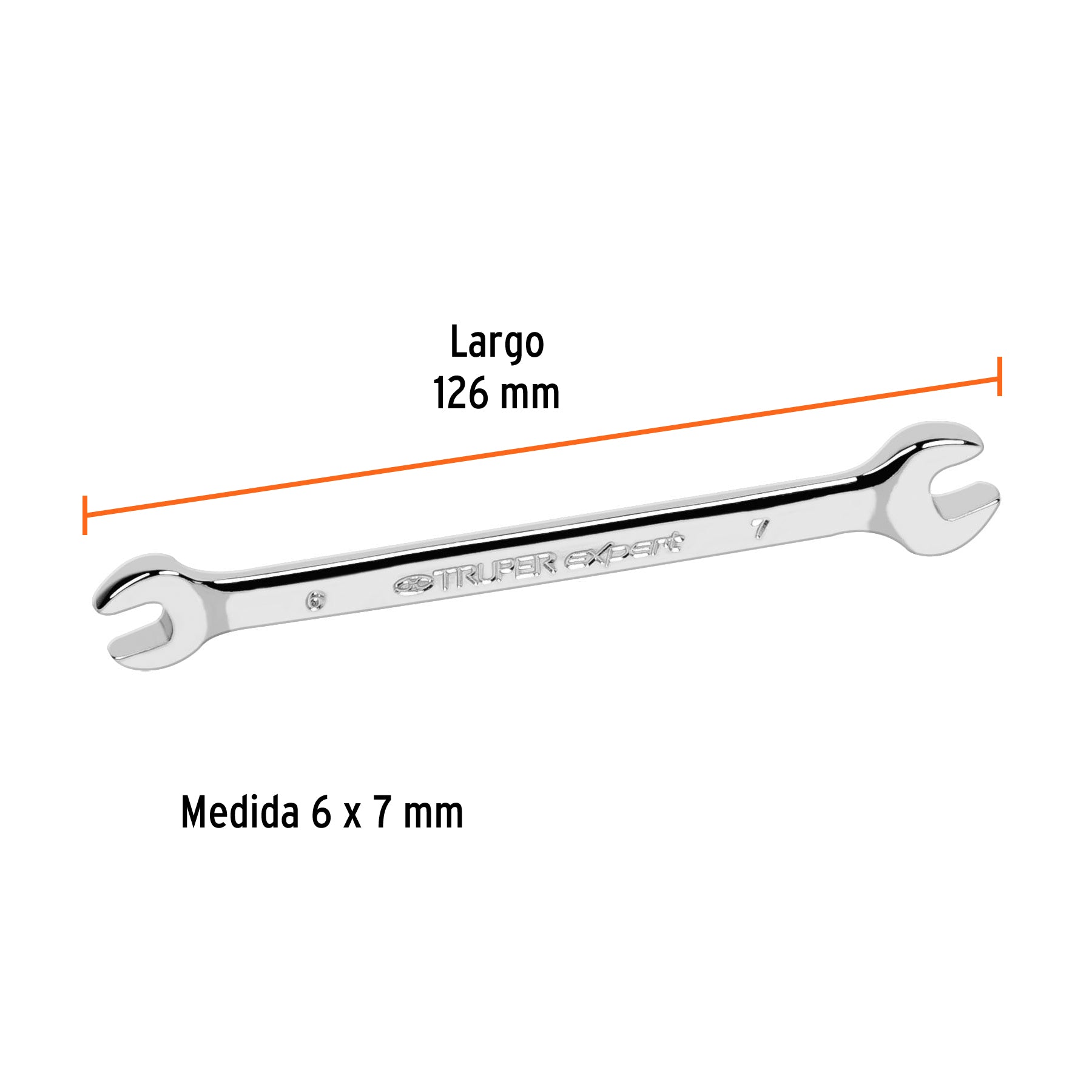 Llave española 6 x 7 mm x 126 mm de largo, TRUPER EXPERT
