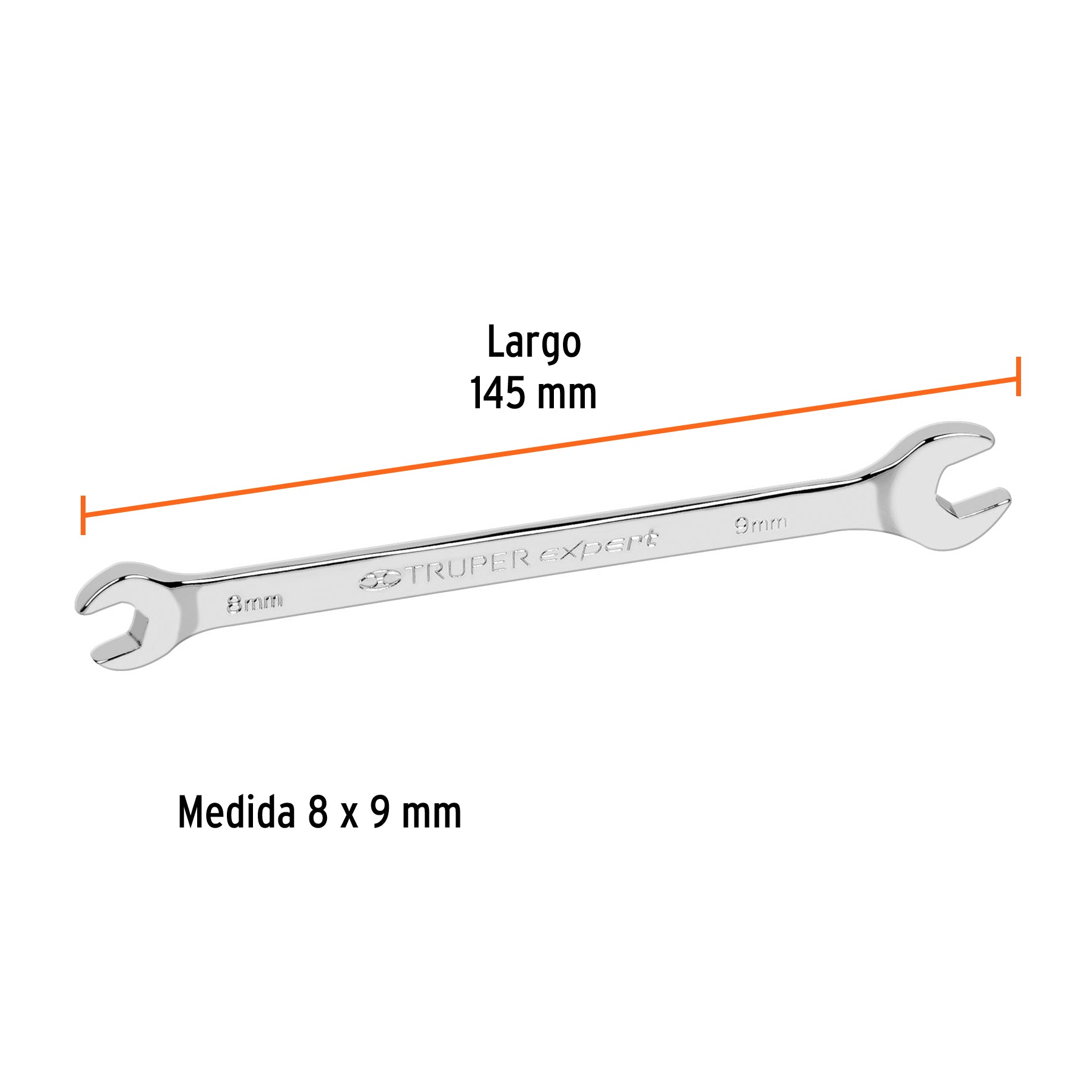 Llave española 8 x 9 mm x 145 mm de largo, TRUPER EXPERT