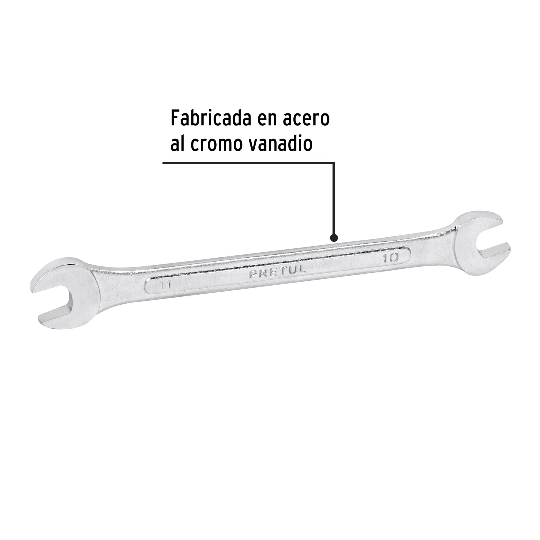 Llave española 10 x 11 mm x 157 mm de largo, PRETUL