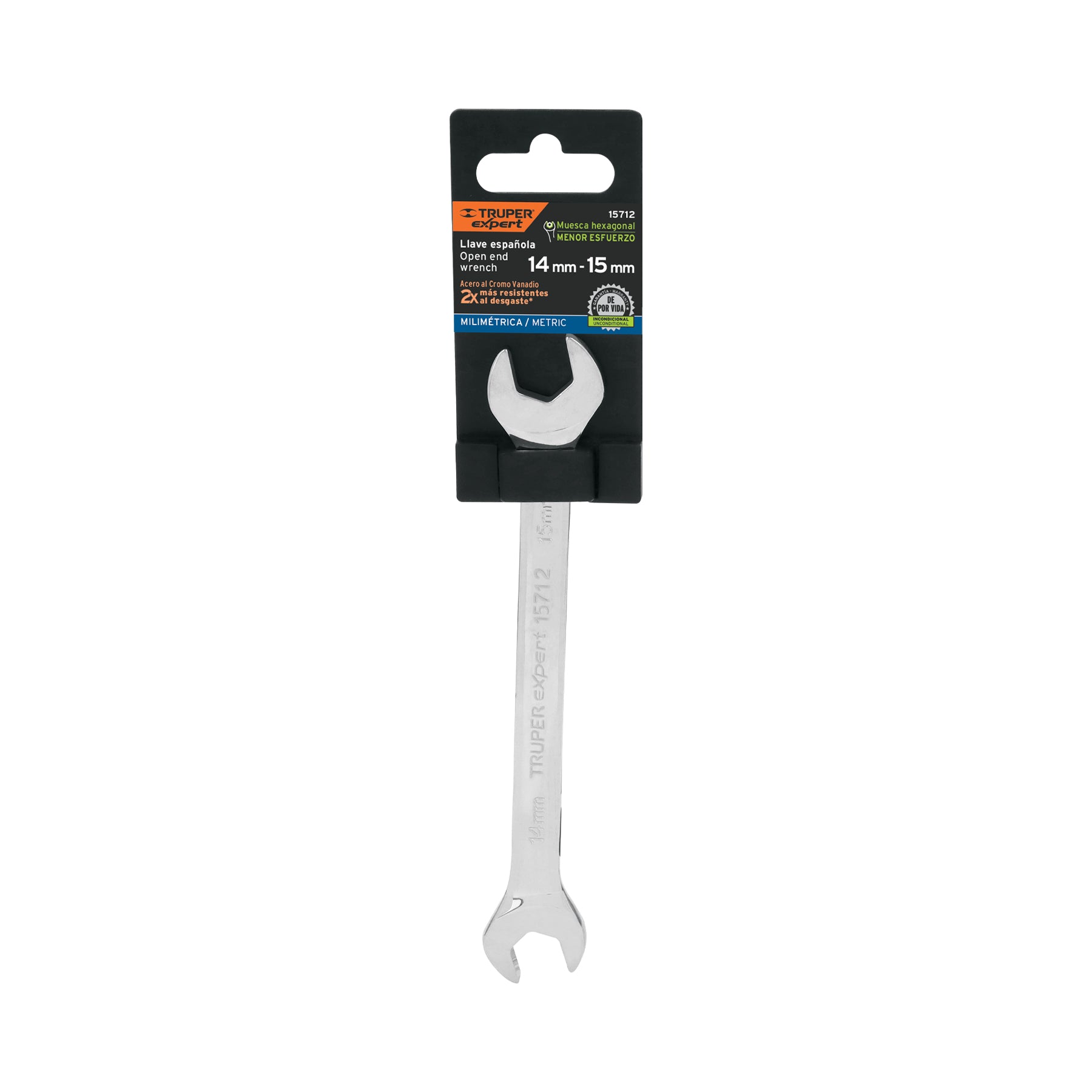 Llave española 14 x 15 x 189 mm de largo, TRUPER EXPERT