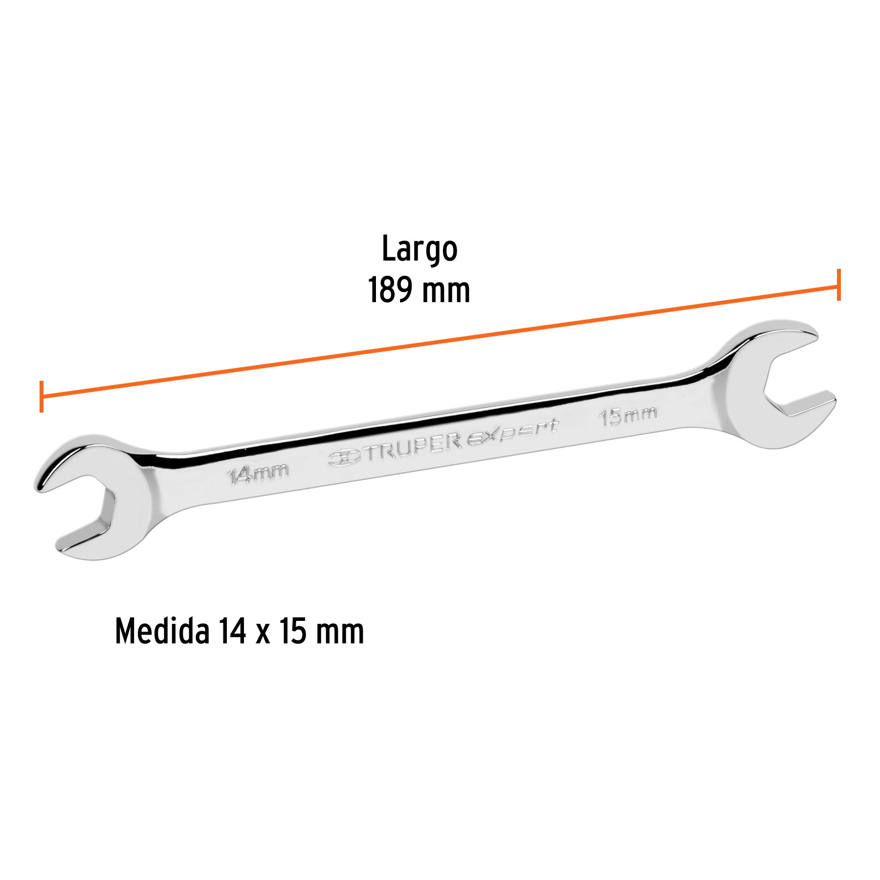 Llave española 14 x 15 x 189 mm de largo, TRUPER EXPERT