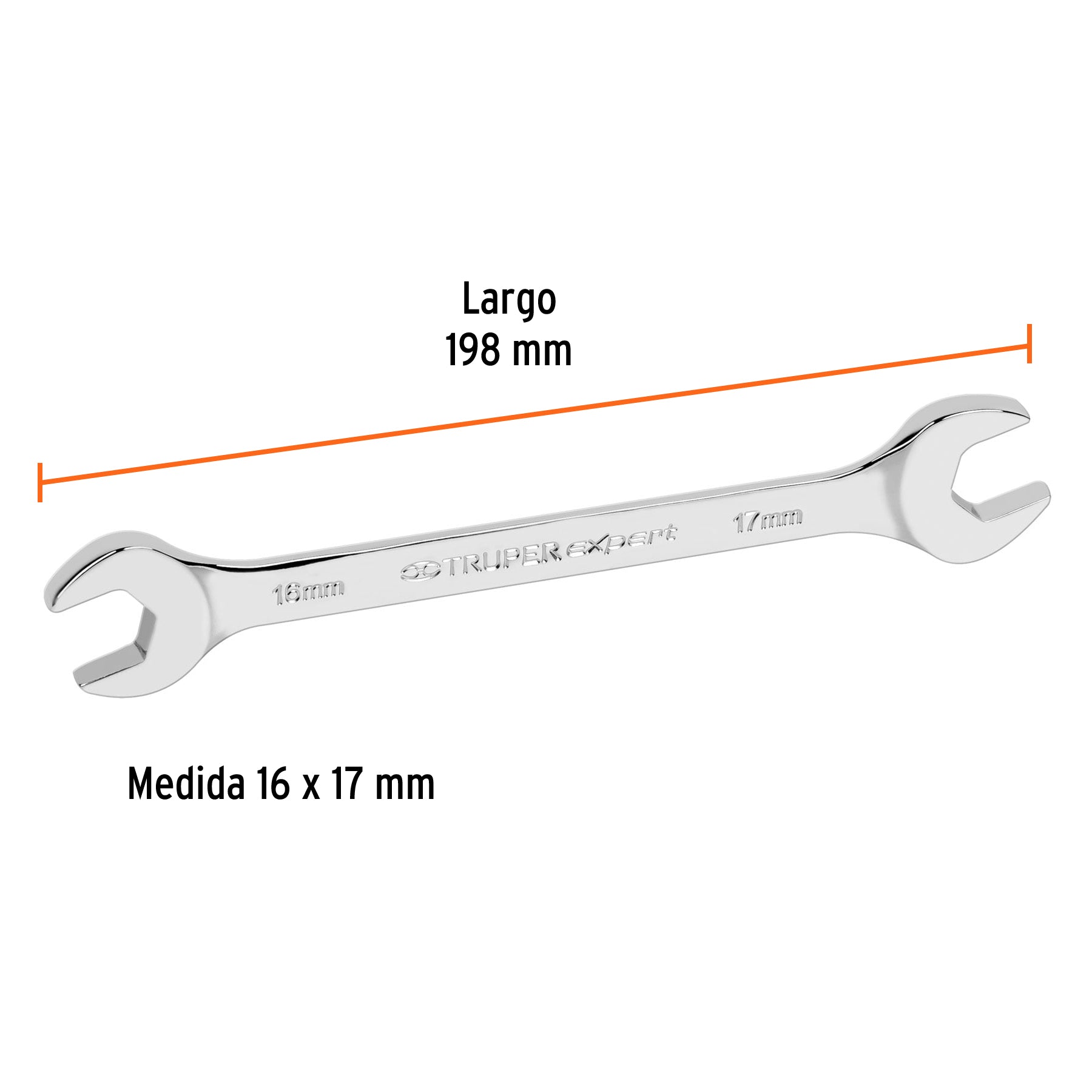 Llave española 16 x 17 x 198 mm de largo, TRUPER EXPERT
