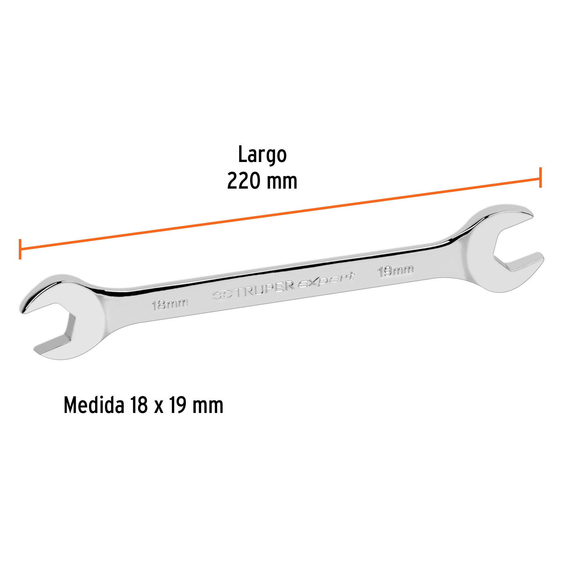 Llave española 18 x 19 x 220 mm de largo, TRUPER EXPERT