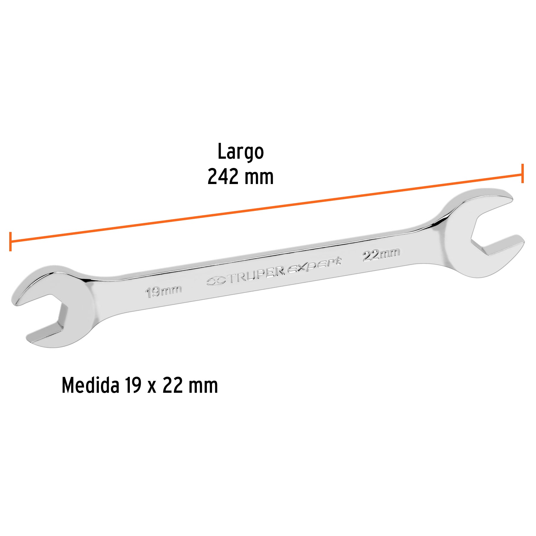 Llave española 19 x 22 x 242 mm de largo, TRUPER EXPERT