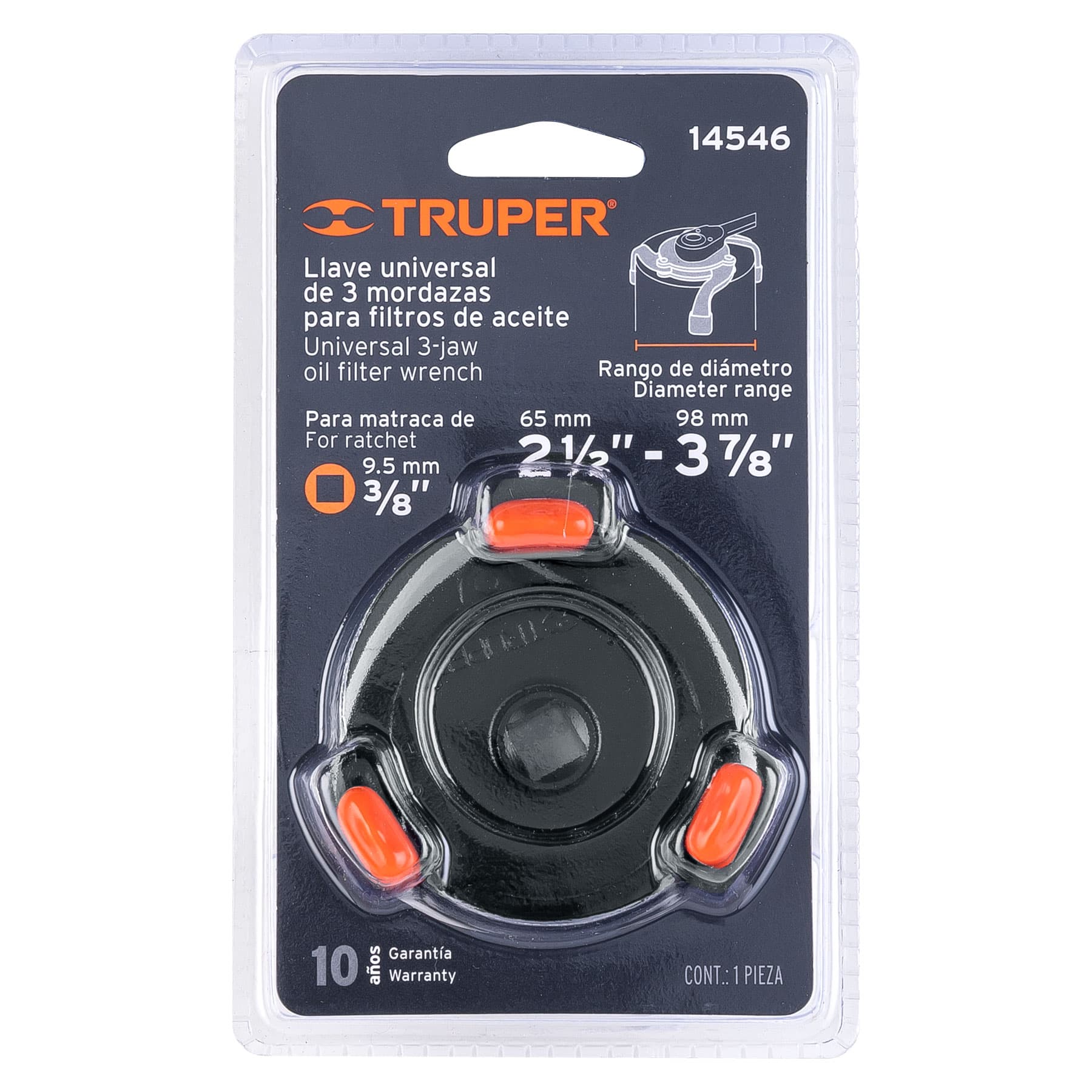 Llave universal 2-1/2"a 3-7/8" para filtro de aceite, TRUPER