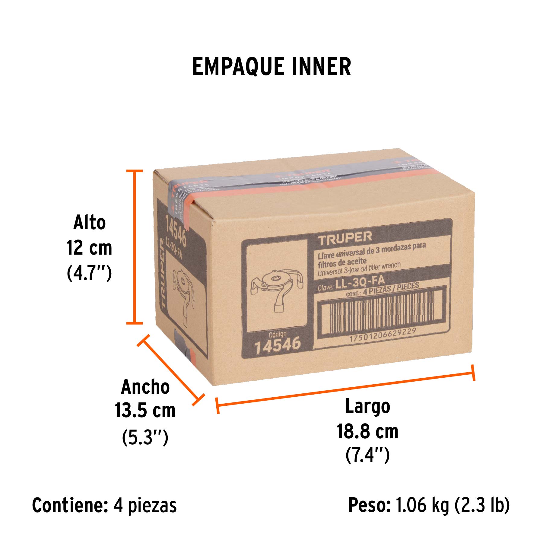 Llave universal 2-1/2"a 3-7/8" para filtro de aceite, TRUPER - Empaque