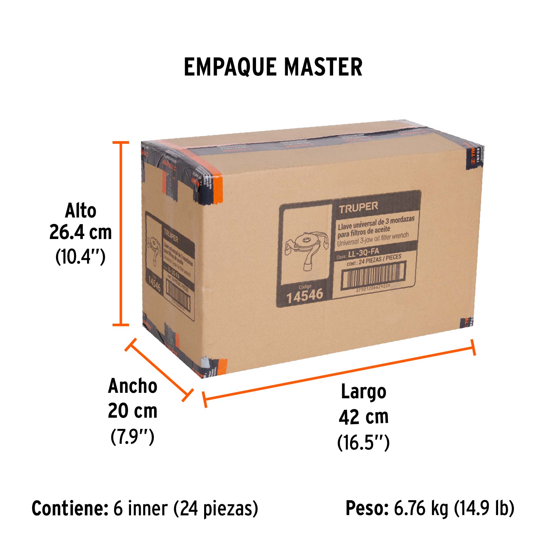 Llave universal 2-1/2"a 3-7/8" para filtro de aceite, TRUPER - Empaque