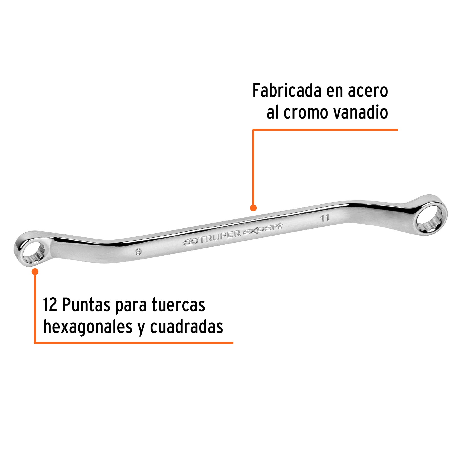 Llave de estrías 9 x 11 x 181 mm largo, TRUPER EXPERT