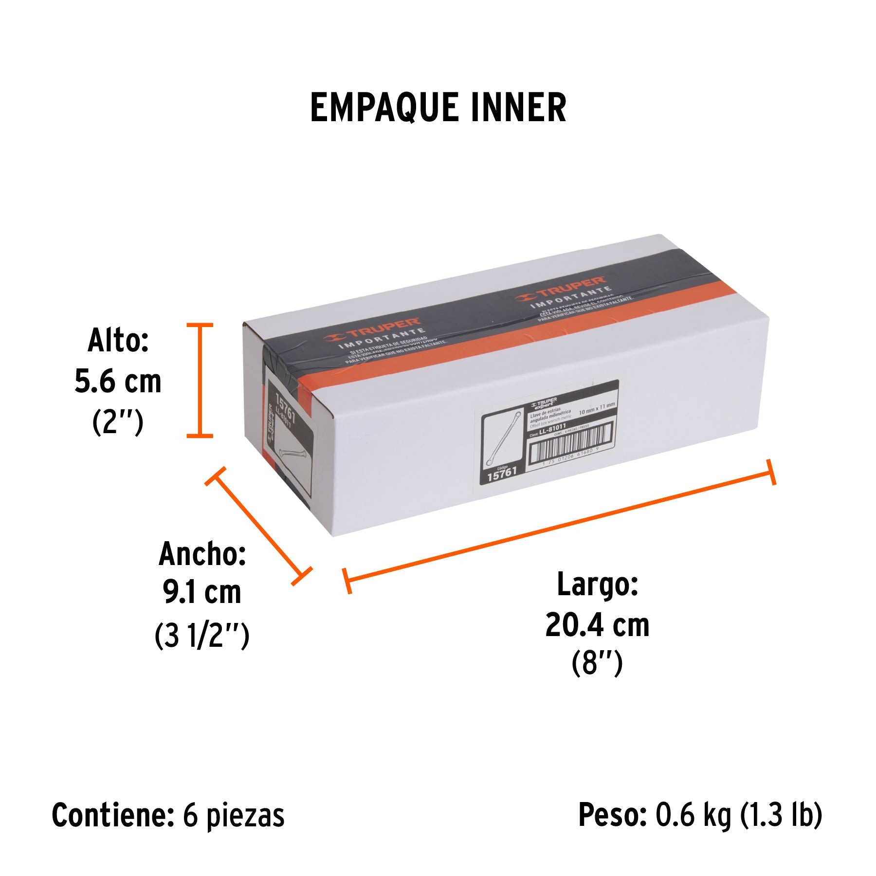 Llave de estrías 10 x 11 x 181 mm largo, TRUPER EXPERT - Empaque