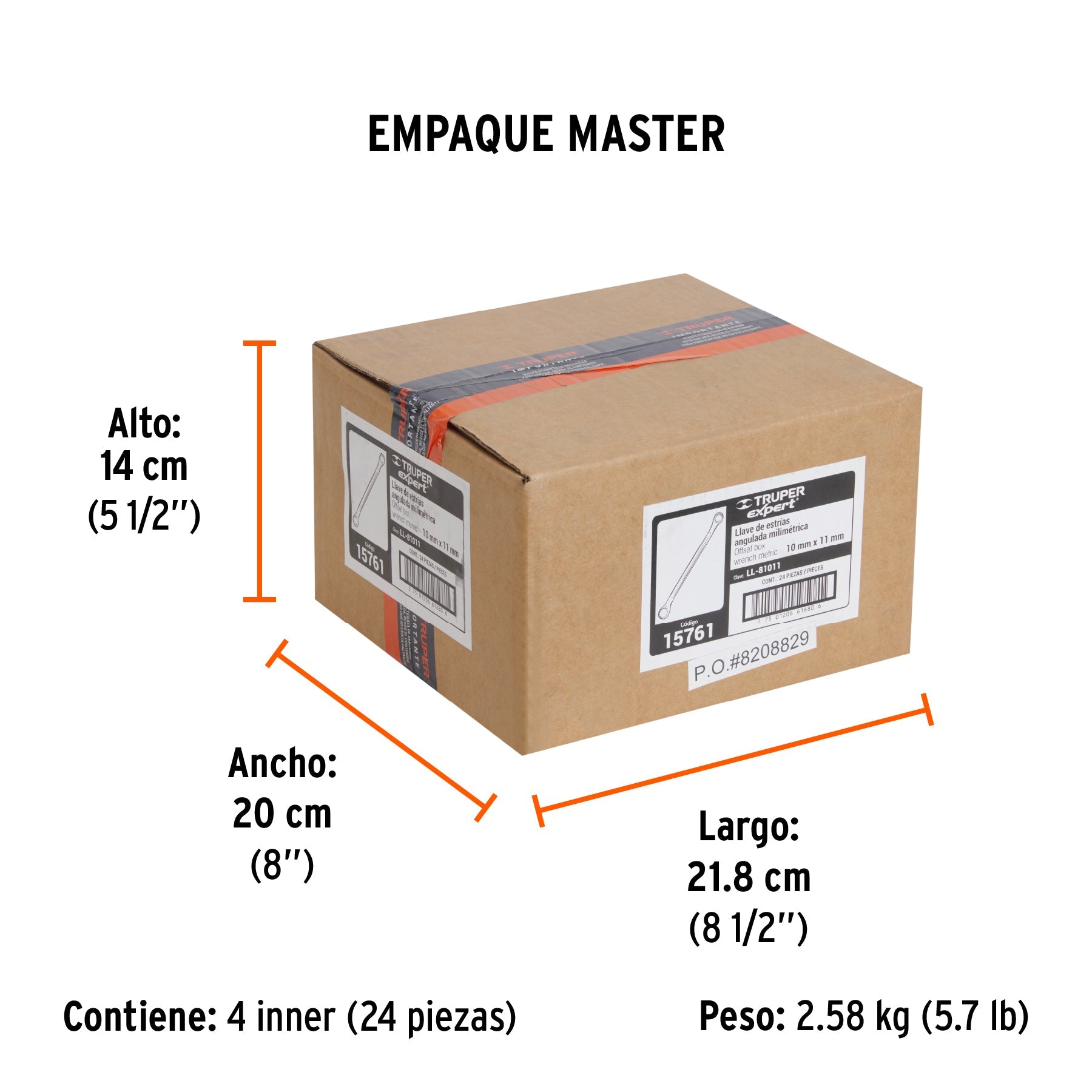 Llave de estrías 10 x 11 x 181 mm largo, TRUPER EXPERT - Empaque