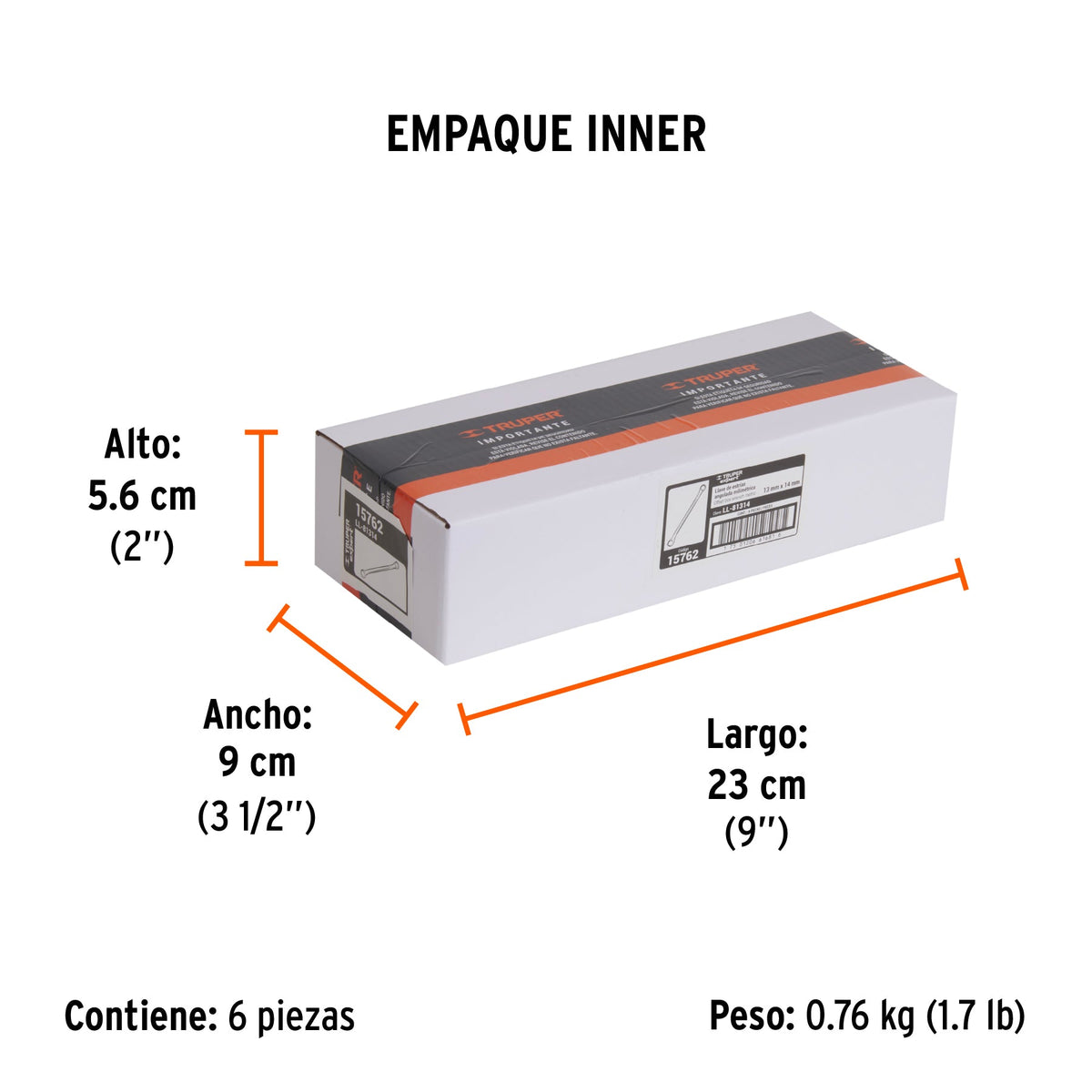 Llave de estrías 13 x 14 x 231 mm largo, TRUPER EXPERT - Empaque