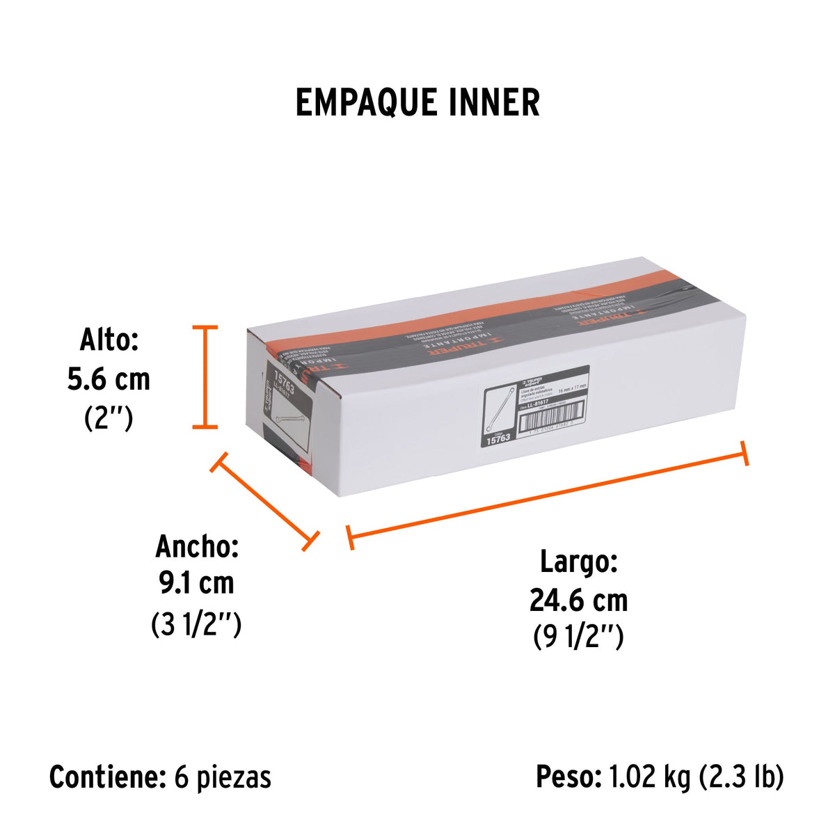 Llave de estrías 16 x 17 x 236 mm largo, TRUPER EXPERT - Empaque