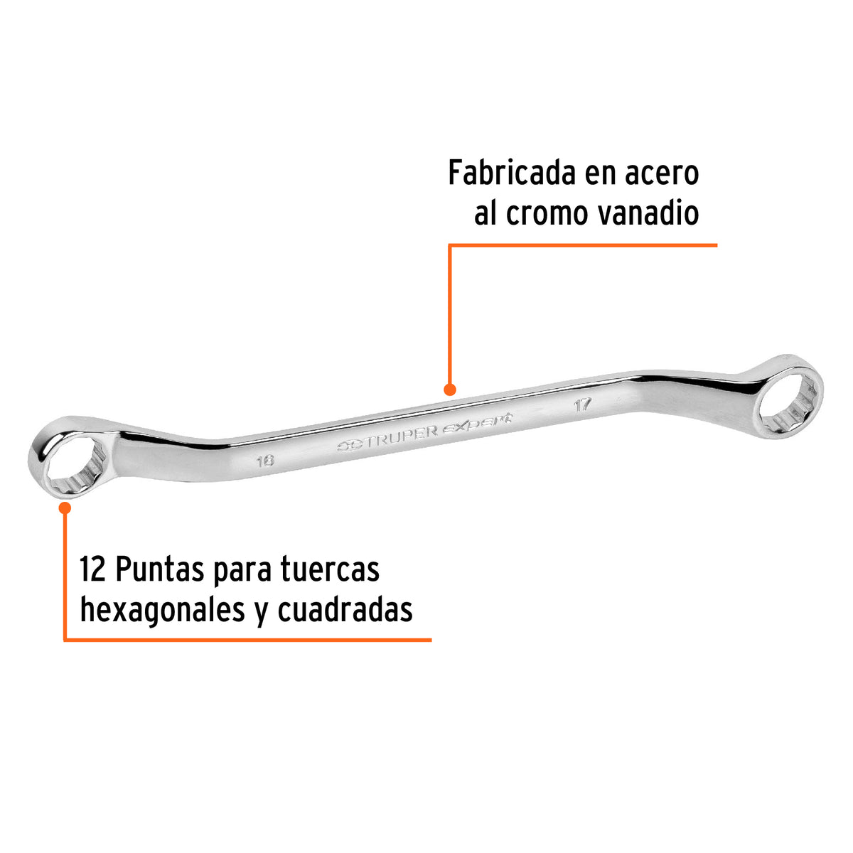 Llave de estrías 16 x 17 x 236 mm largo, TRUPER EXPERT