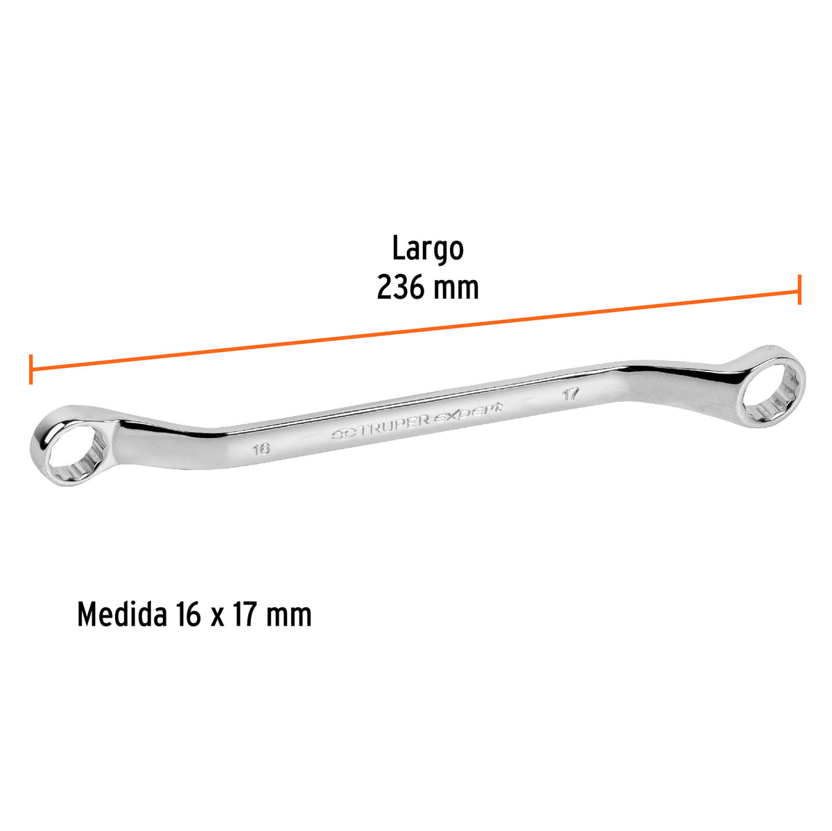 Llave de estrías 16 x 17 x 236 mm largo, TRUPER EXPERT