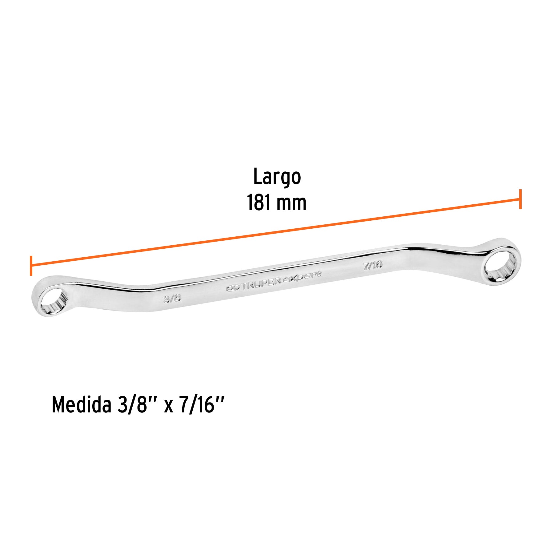 Llave de estrías 3/8 x 7/16" x 181 mm largo, TRUPER EXPERT
