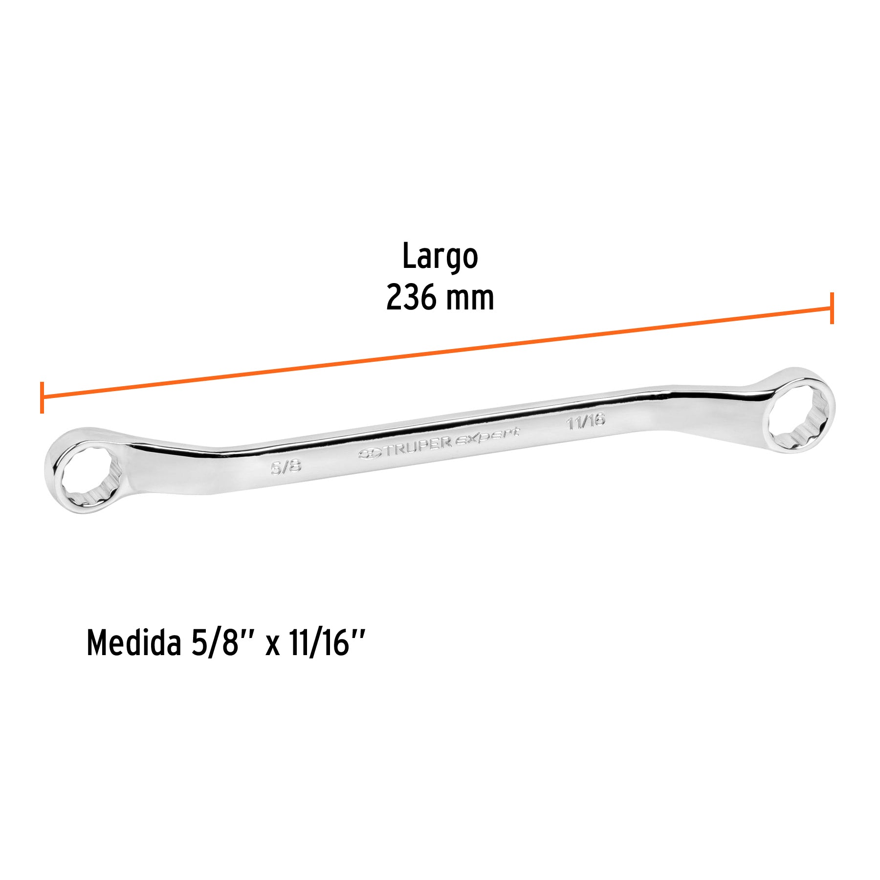 Llave de estrías 5/8 x 11/16" x 236 mm largo, TRUPER EXPERT