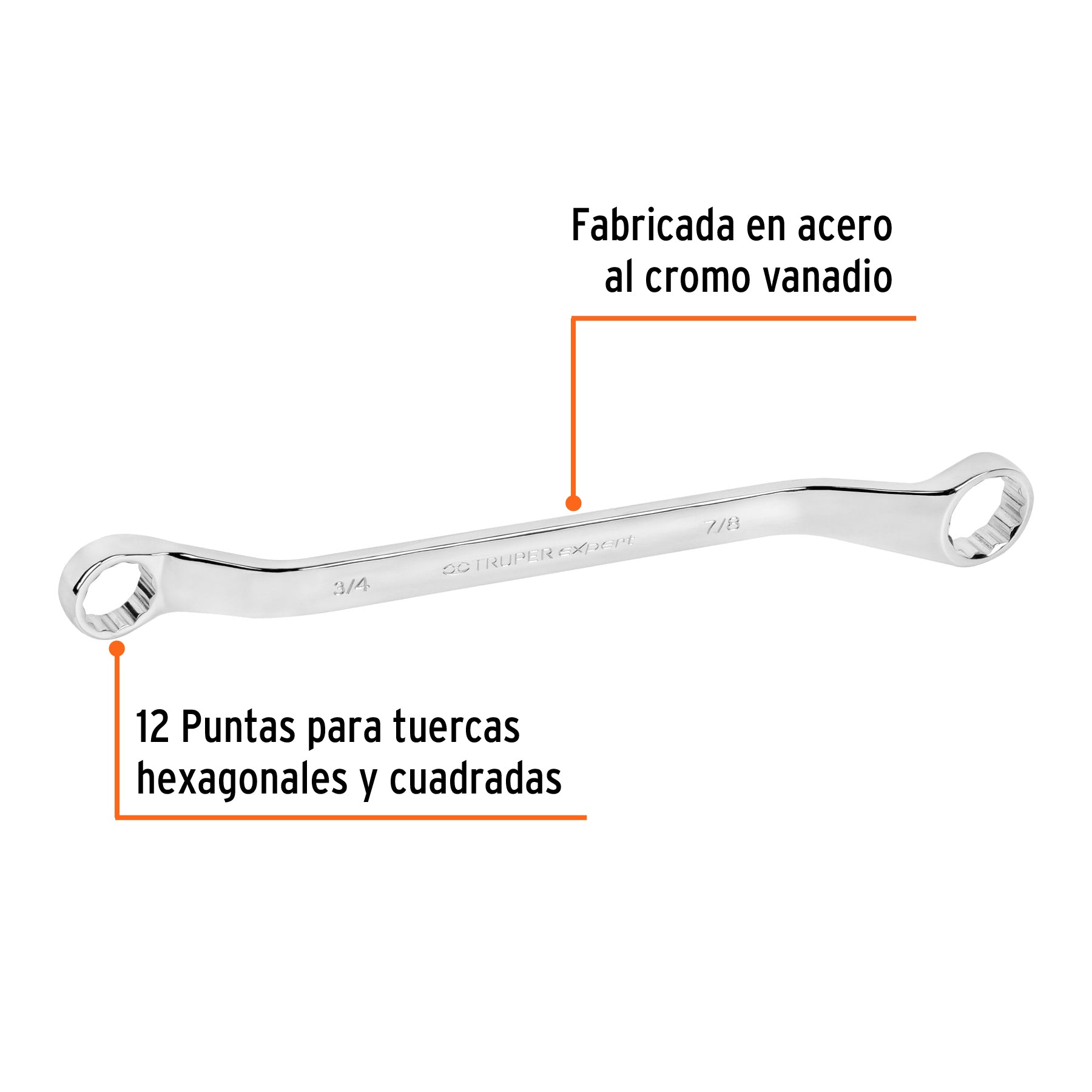 Llave de estrías 3/4 x 7/8" x 291 mm largo, TRUPER EXPERT