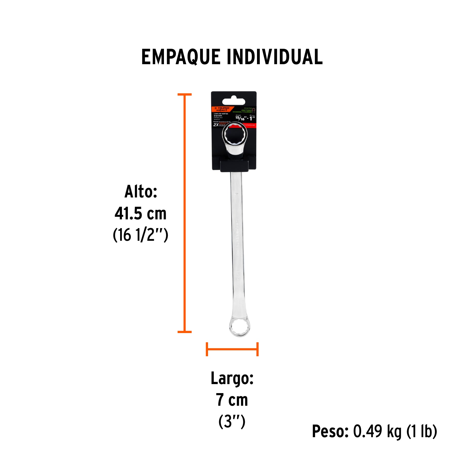 Llave de estrías 15/16 x 1" x 361 mm largo, TRUPER EXPERT - Empaque
