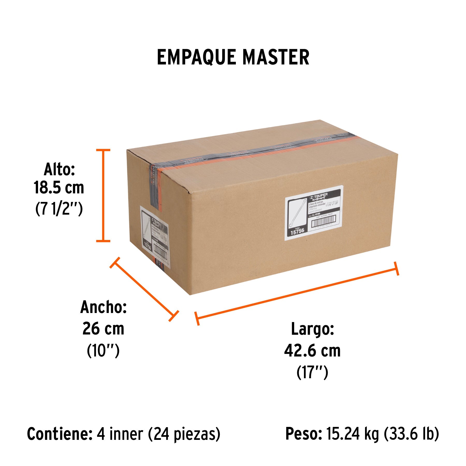 Llave de estrías 1-1/16 x 1-1/8" x 407 mm largo, EXPERT - Empaque