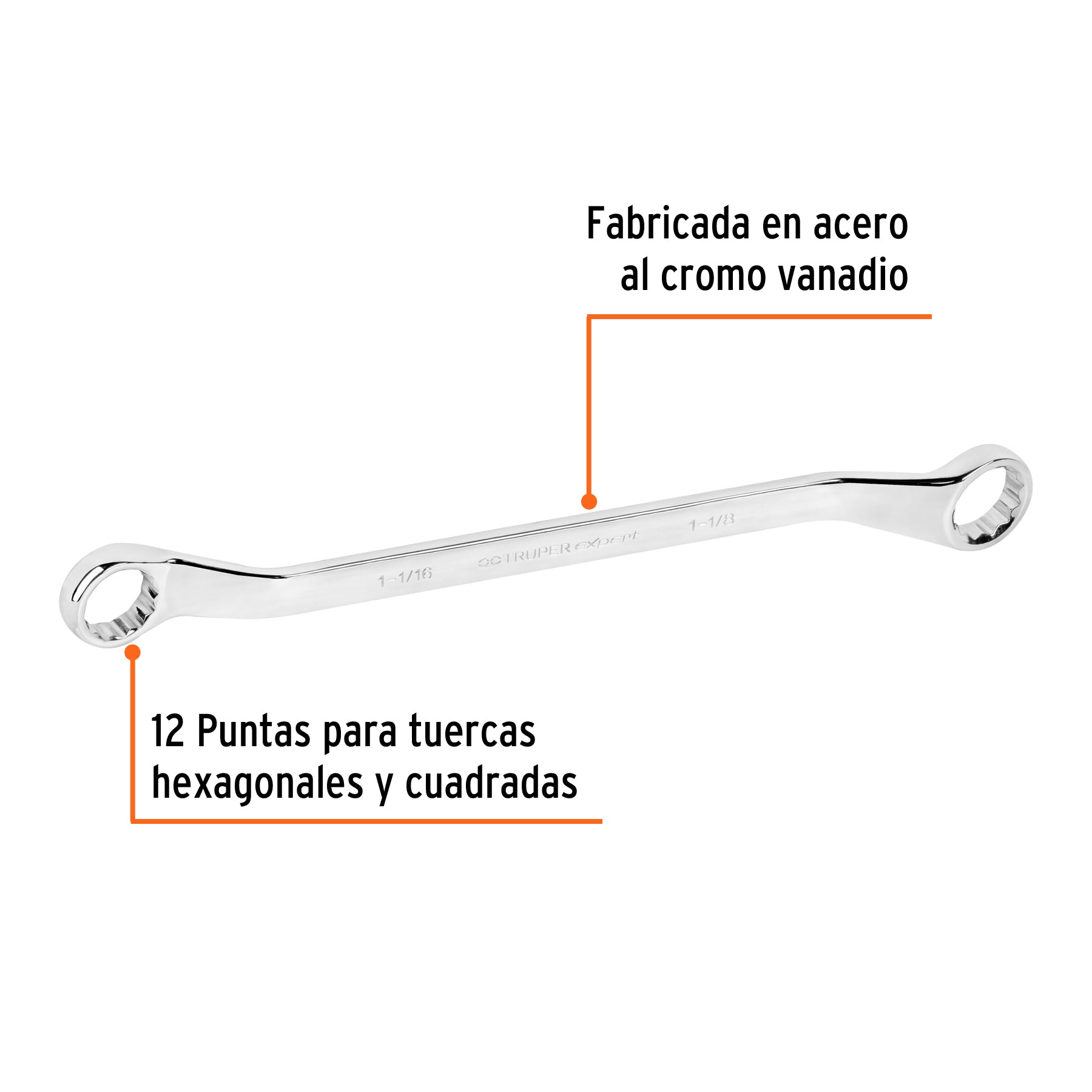 Llave de estrías 1-1/16 x 1-1/8" x 407 mm largo, EXPERT