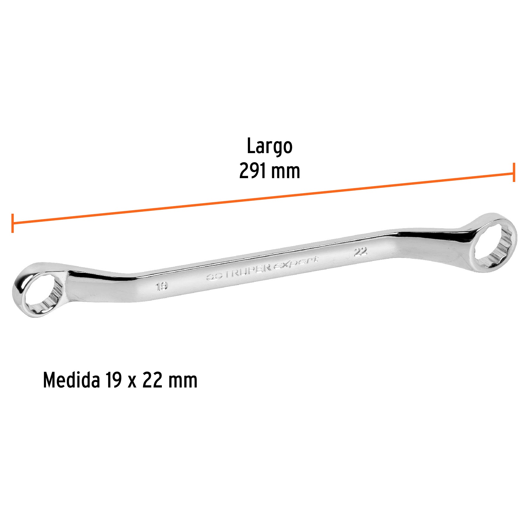 Llave de estrías 19 x 22 x 291 mm largo, TRUPER EXPERT
