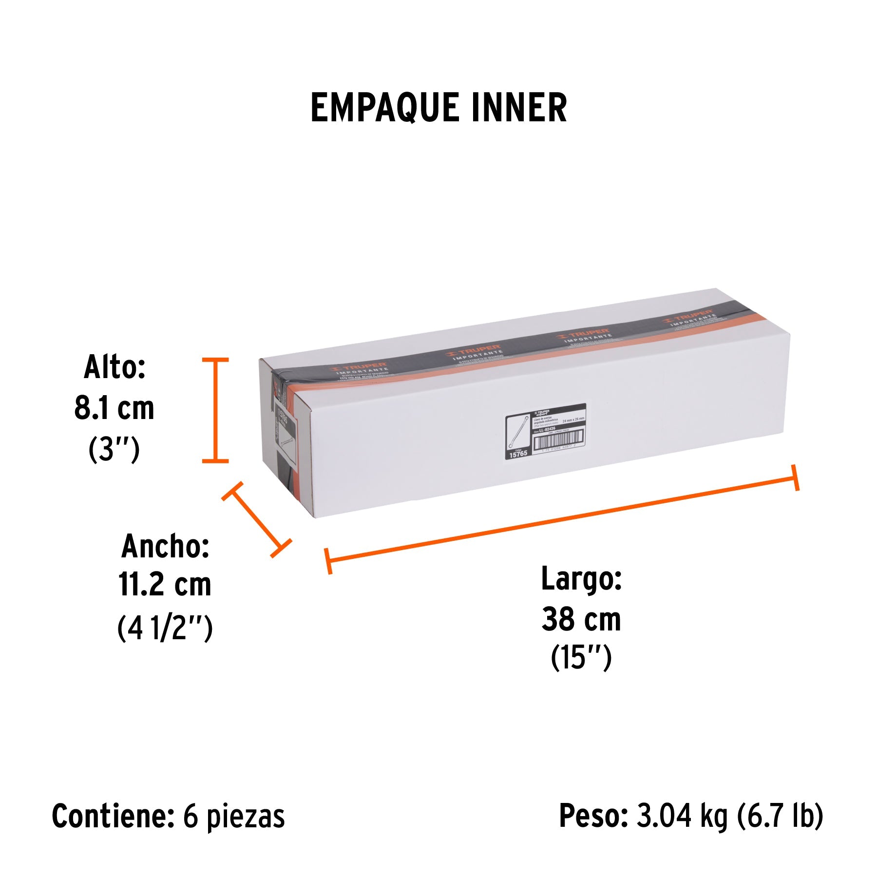 Llave de estrías 24 x 26 x 361 mm largo, TRUPER EXPERT - Empaque
