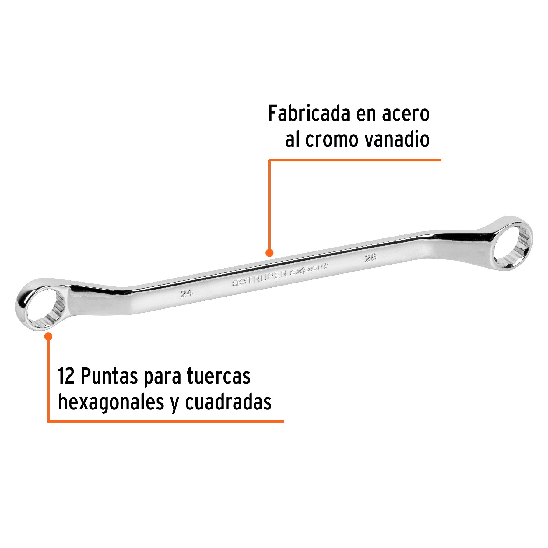 Llave de estrías 24 x 26 x 361 mm largo, TRUPER EXPERT