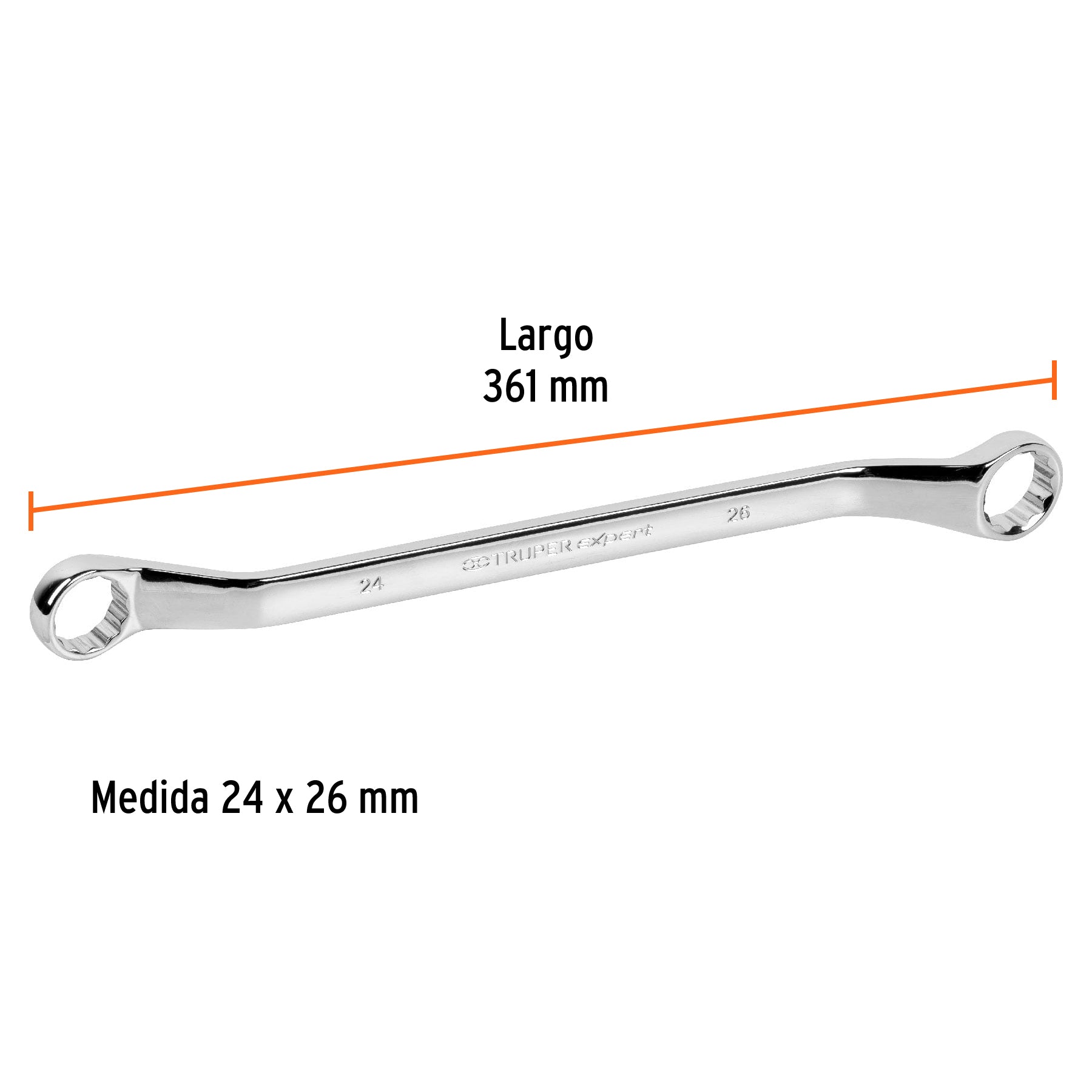 Llave de estrías 24 x 26 x 361 mm largo, TRUPER EXPERT