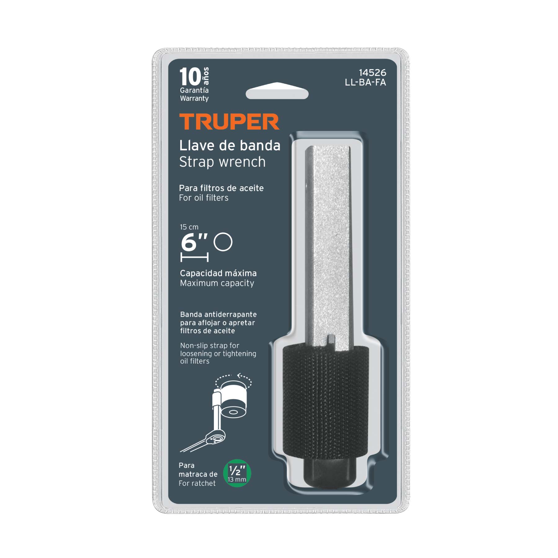 Llave de banda de nylon 6" para filtro de aceite, TRUPER