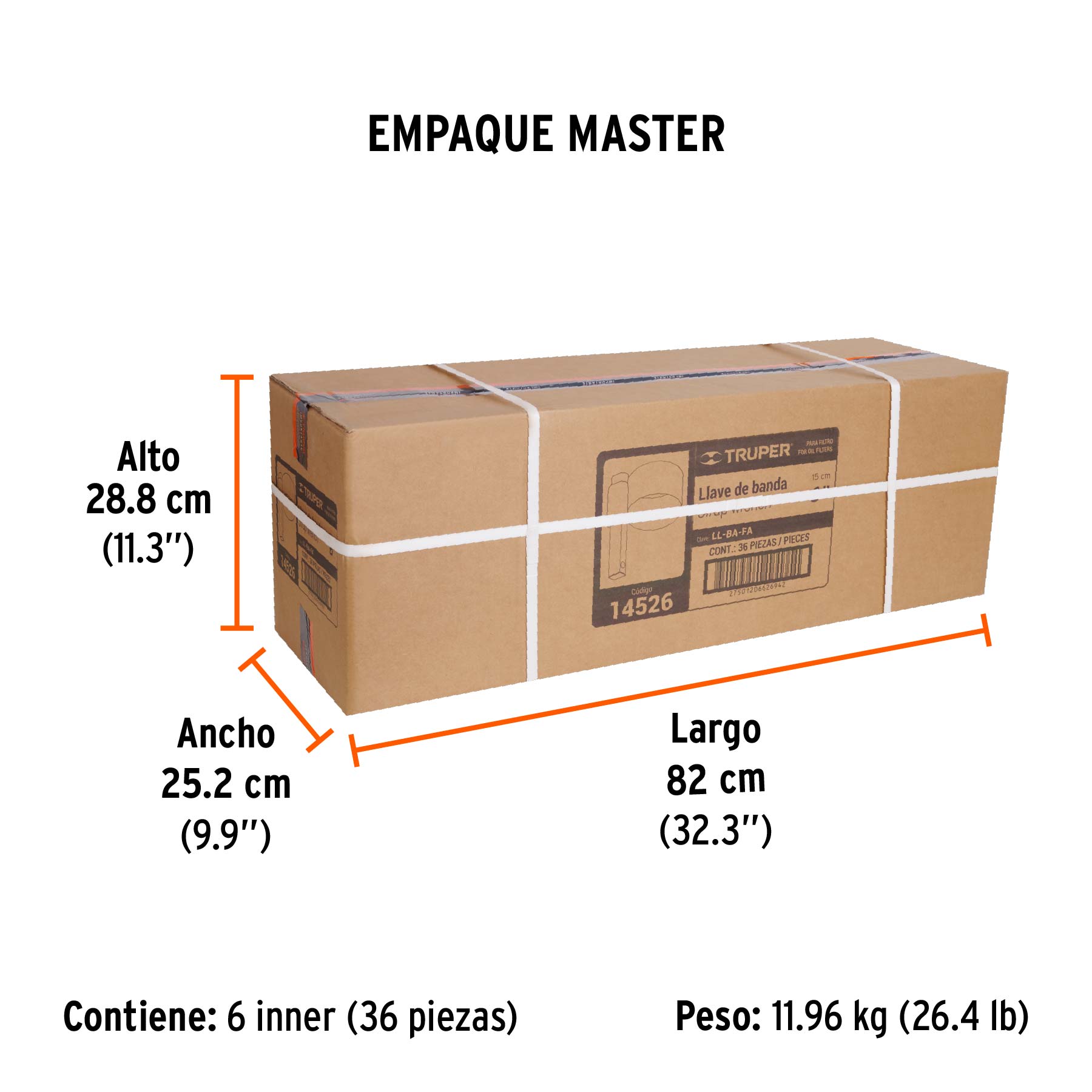 Llave de banda de nylon 6" para filtro de aceite, TRUPER - Empaque