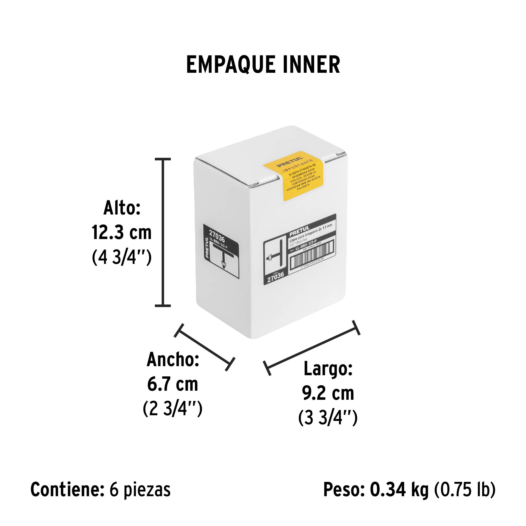 Llave para broquero de 1/2", PRETUL - Empaque