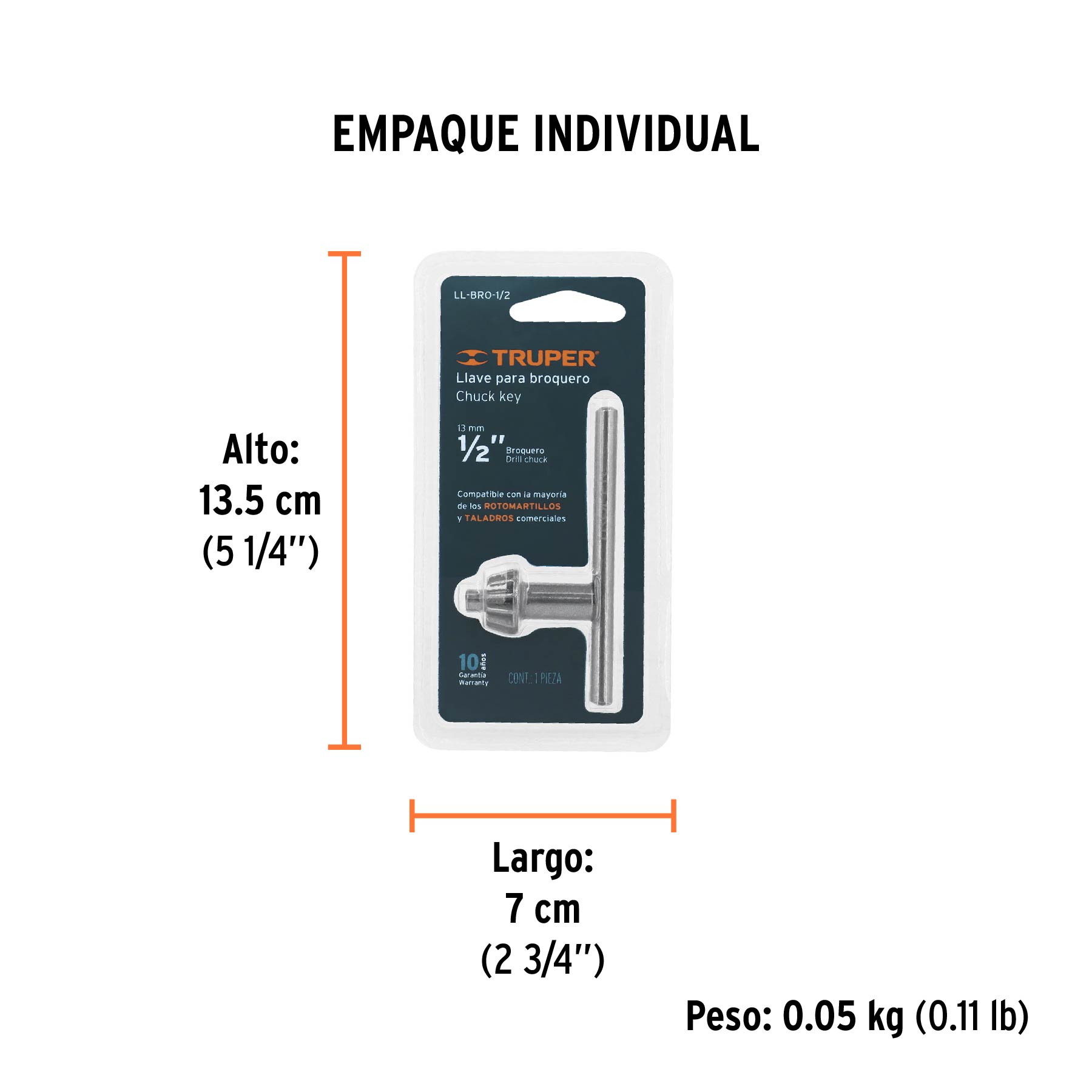 Llave para broquero de 1/2", TRUPER - Empaque