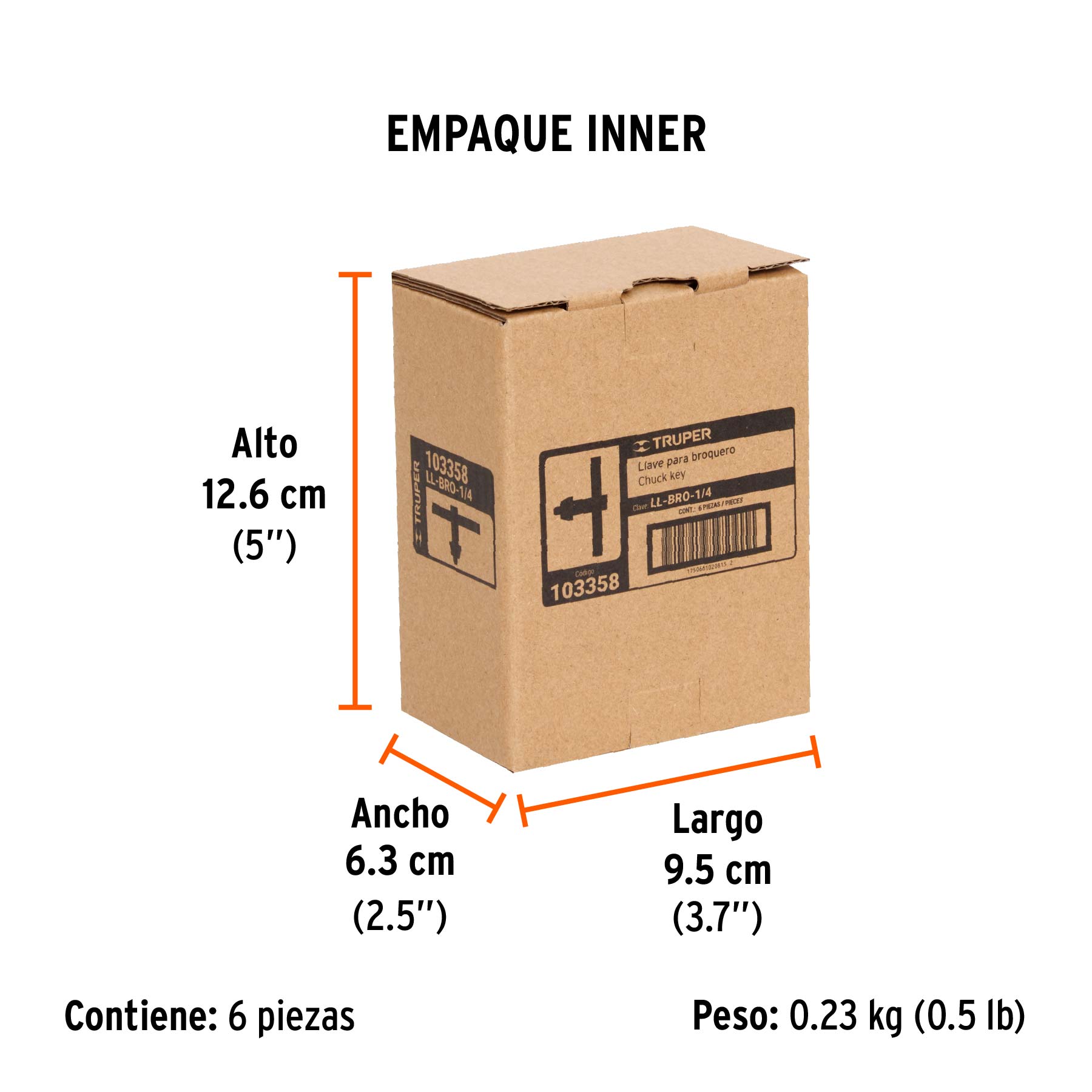 Llave para broquero de 1/4", TRUPER - Empaque