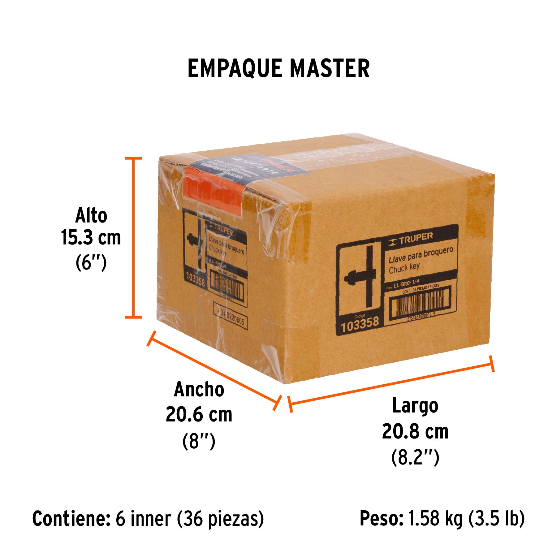 Llave para broquero de 1/4", TRUPER - Empaque