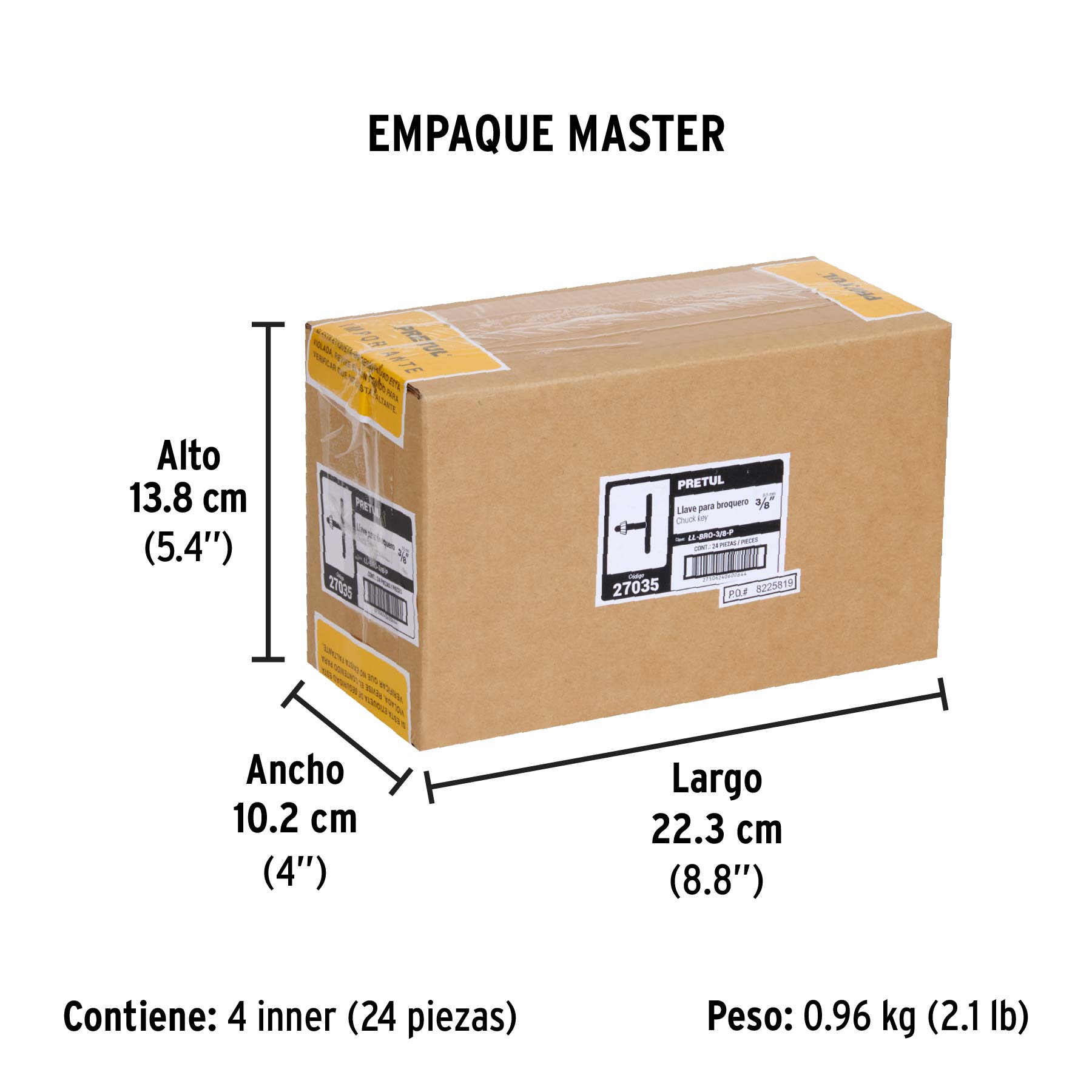 Llave para broquero de 3/8", PRETUL - Empaque