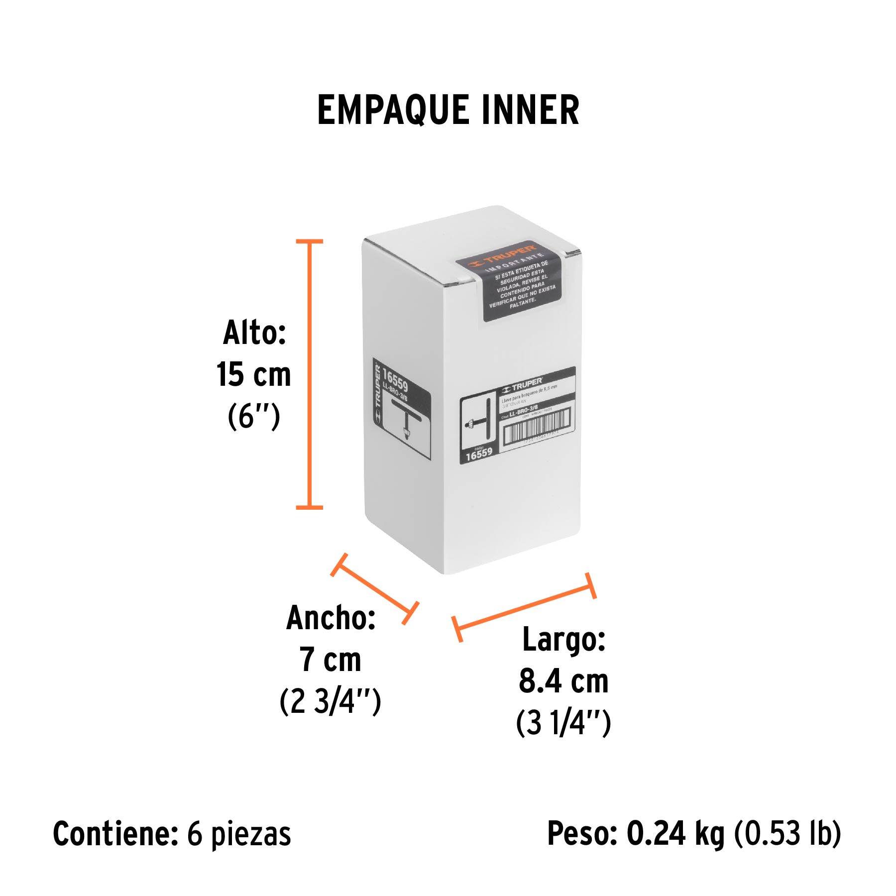 Llave para broquero de 3/8", TRUPER - Empaque