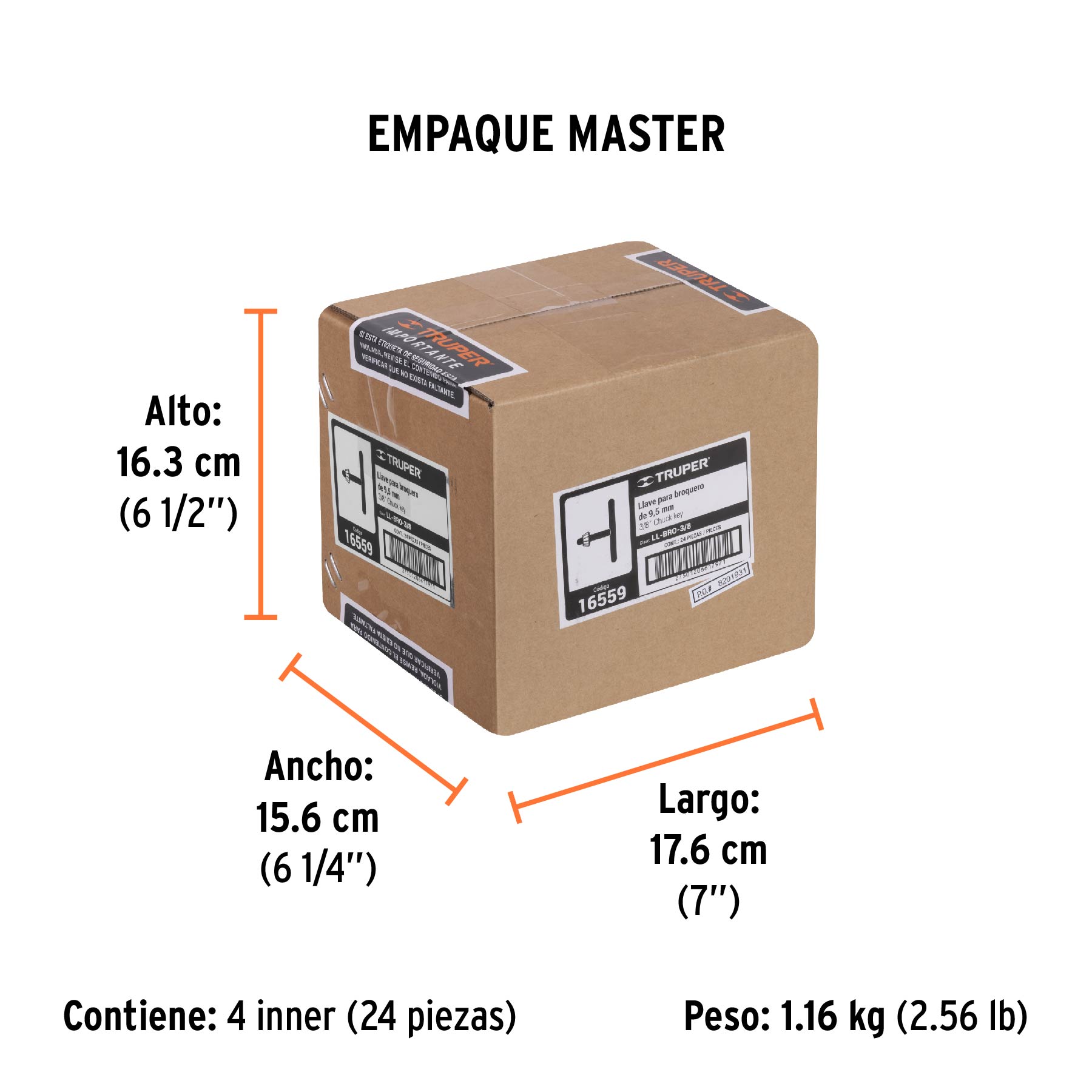 Llave para broquero de 3/8", TRUPER - Empaque