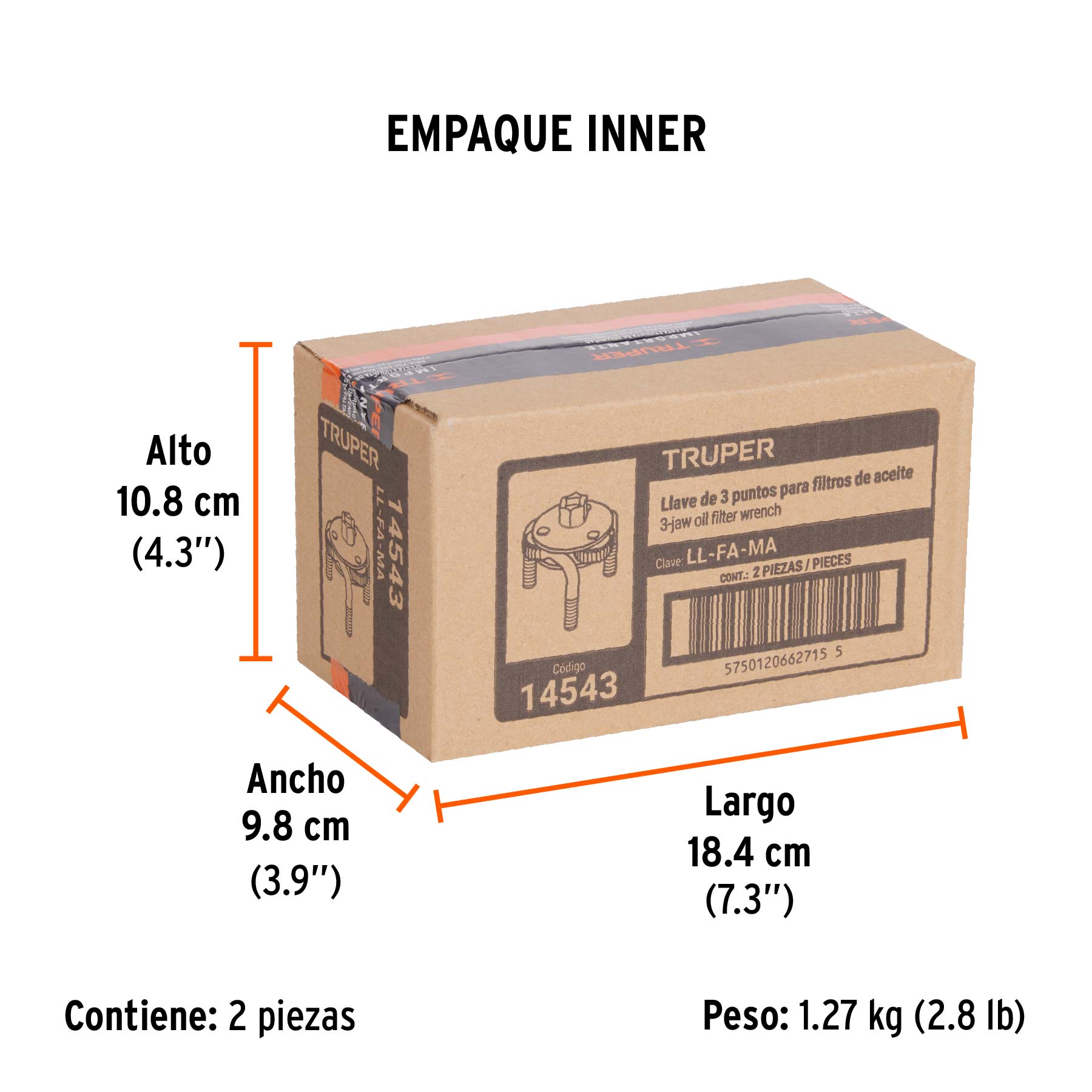 Llave de 3 puntos 3" a 4-1/2" para filtro de aceite, TRUPER - Empaque