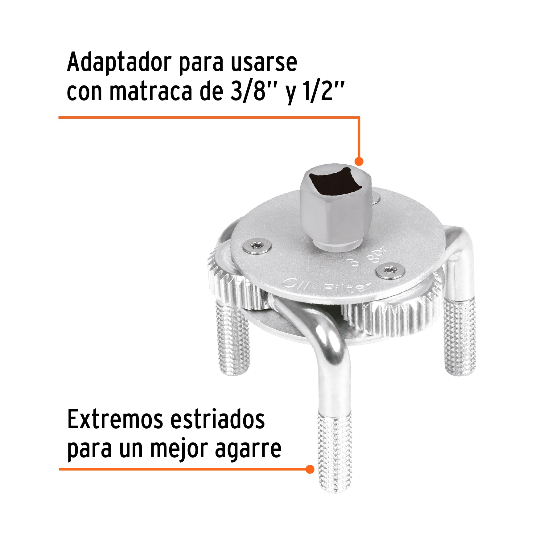 Llave de 3 puntos 3" a 4-1/2" para filtro de aceite, TRUPER