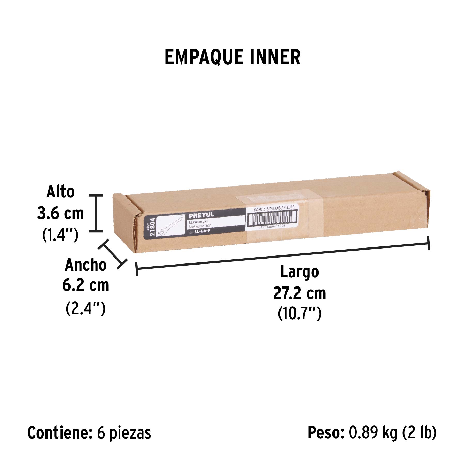 Llave para tanque de gas, PRETUL - Empaque