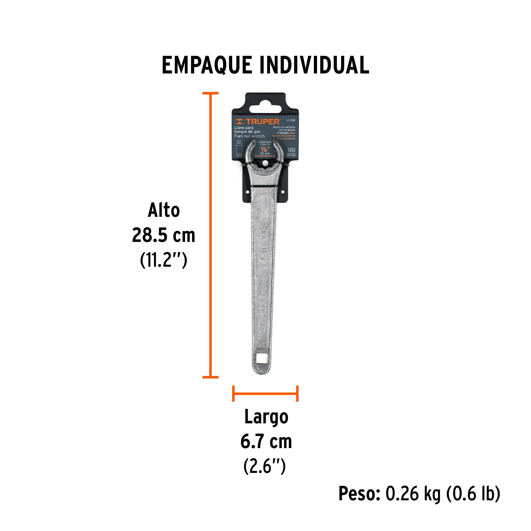 Llave 9" para tanque de gas, TRUPER - Empaque