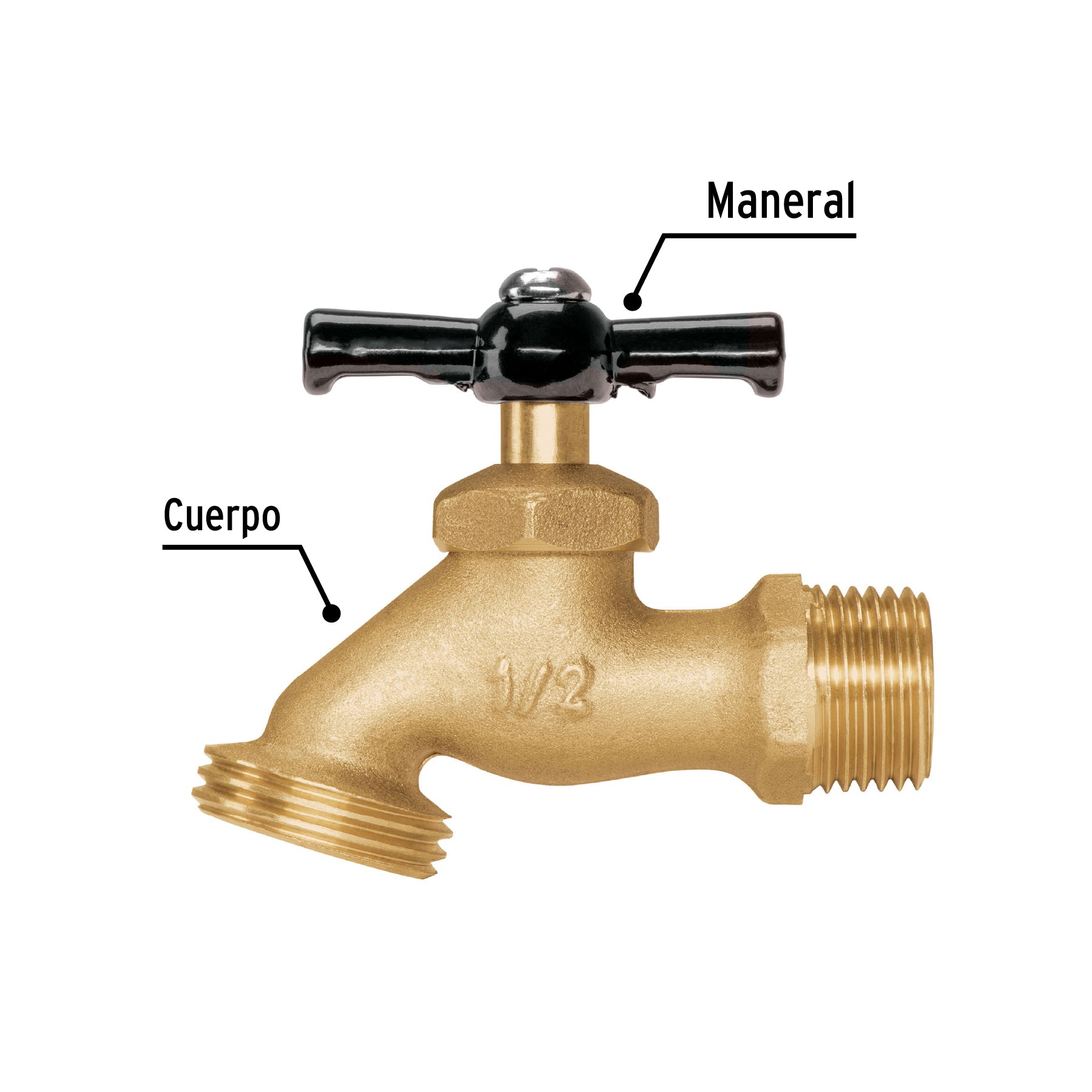Llave p/manguera, de latón, 100g, 1/2", granel, PRETUL