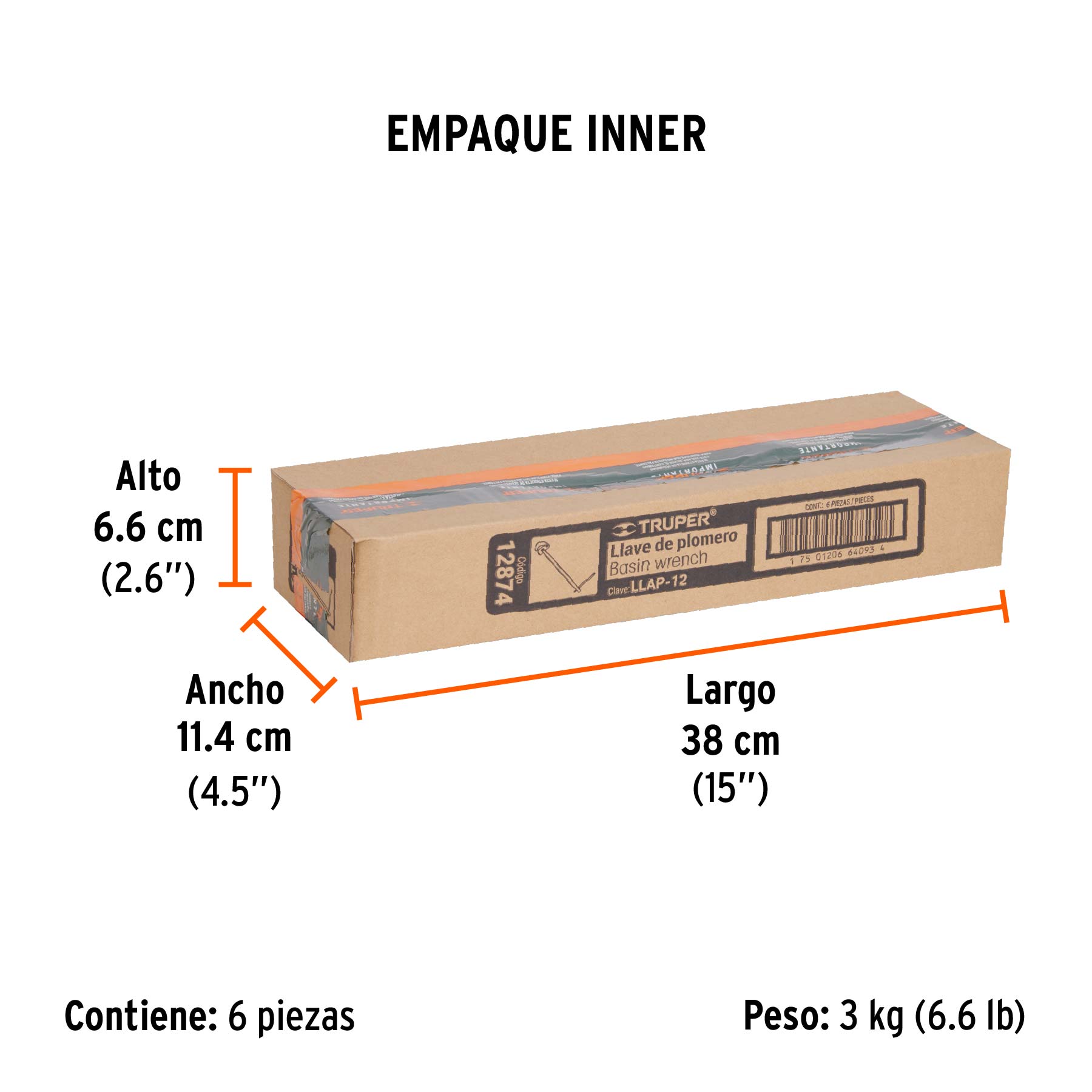 Llave 12" para plomero, TRUPER - Empaque