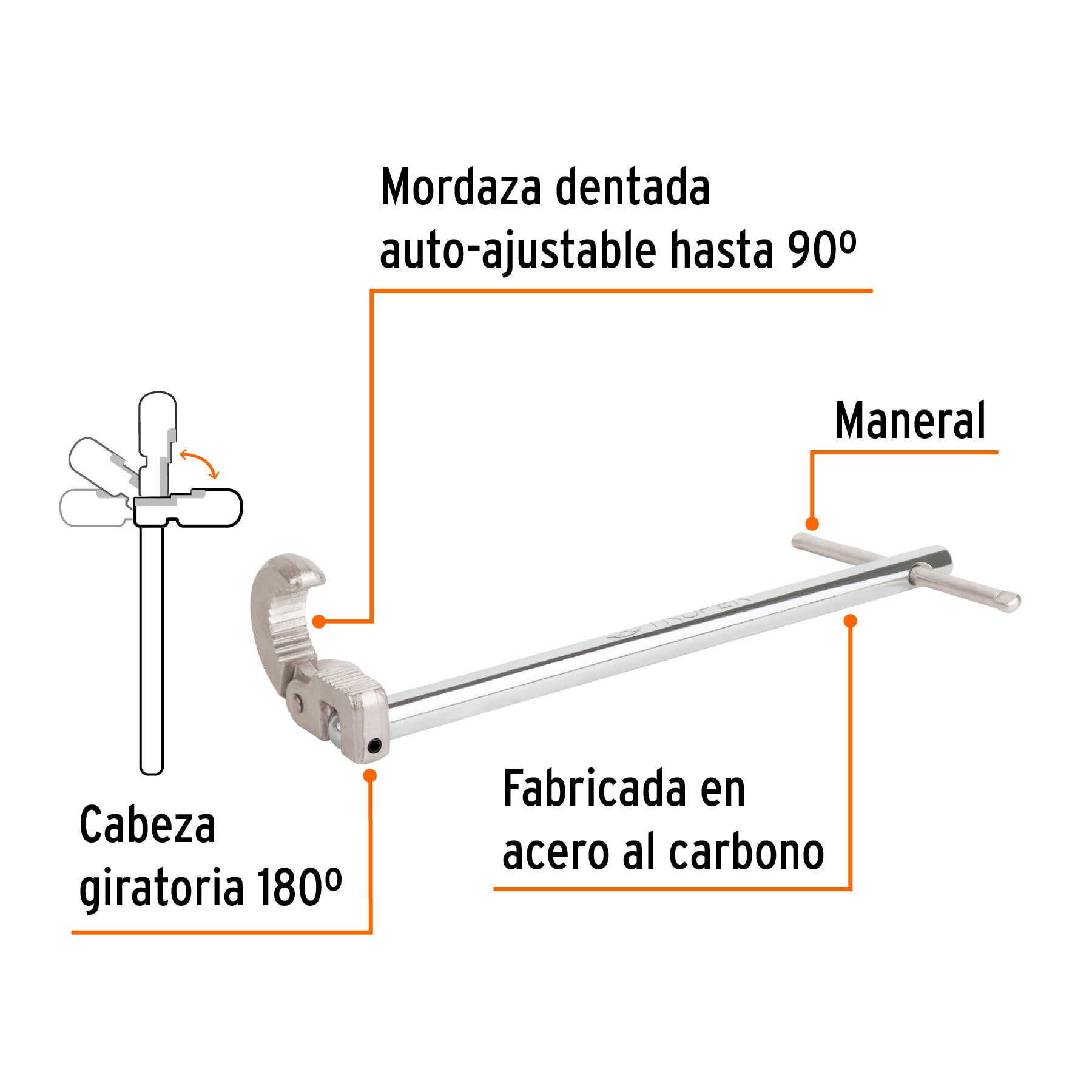 Llave 12" para plomero, TRUPER