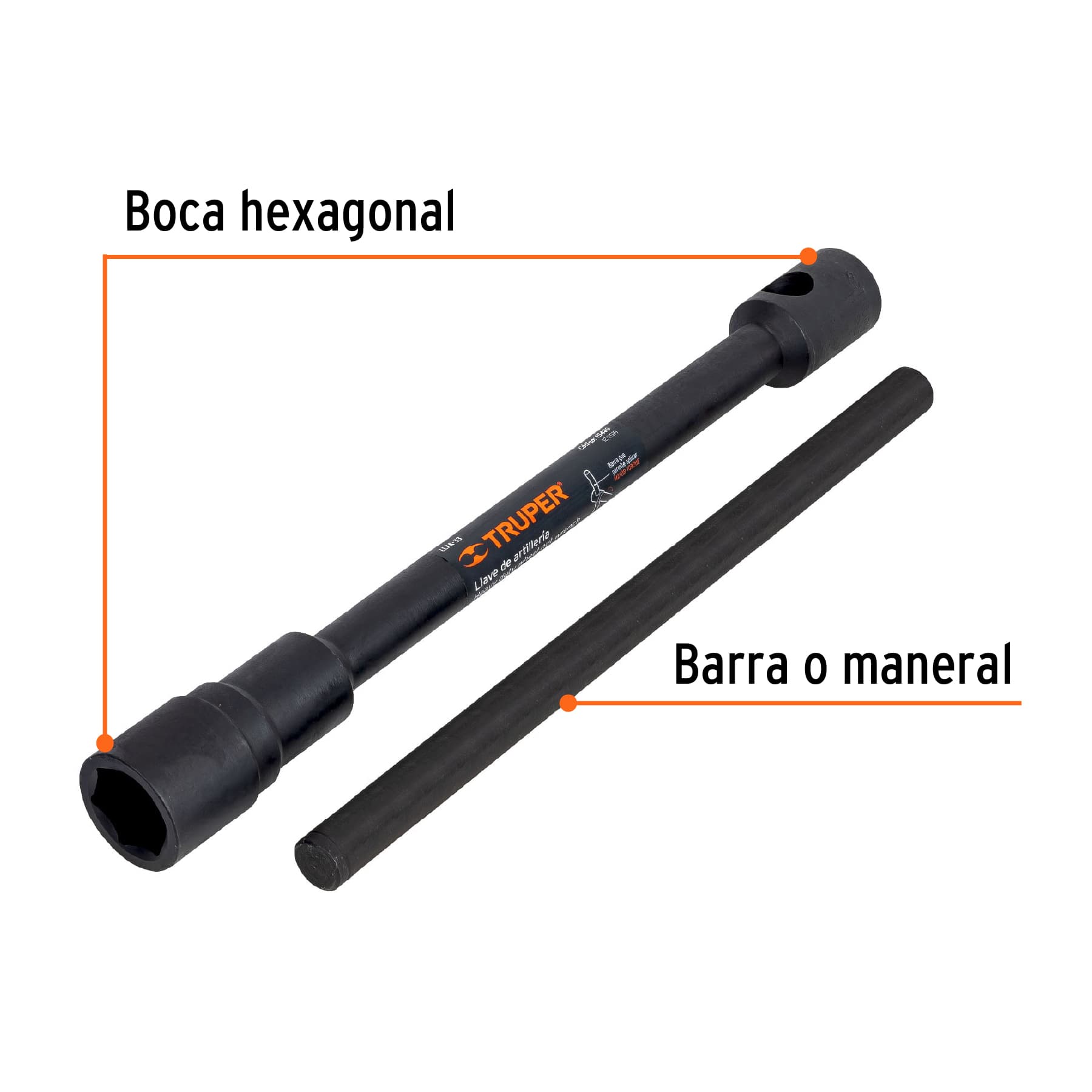 Llave de artillería 33 mm X 3/4" boca hexagonal, TRUPER