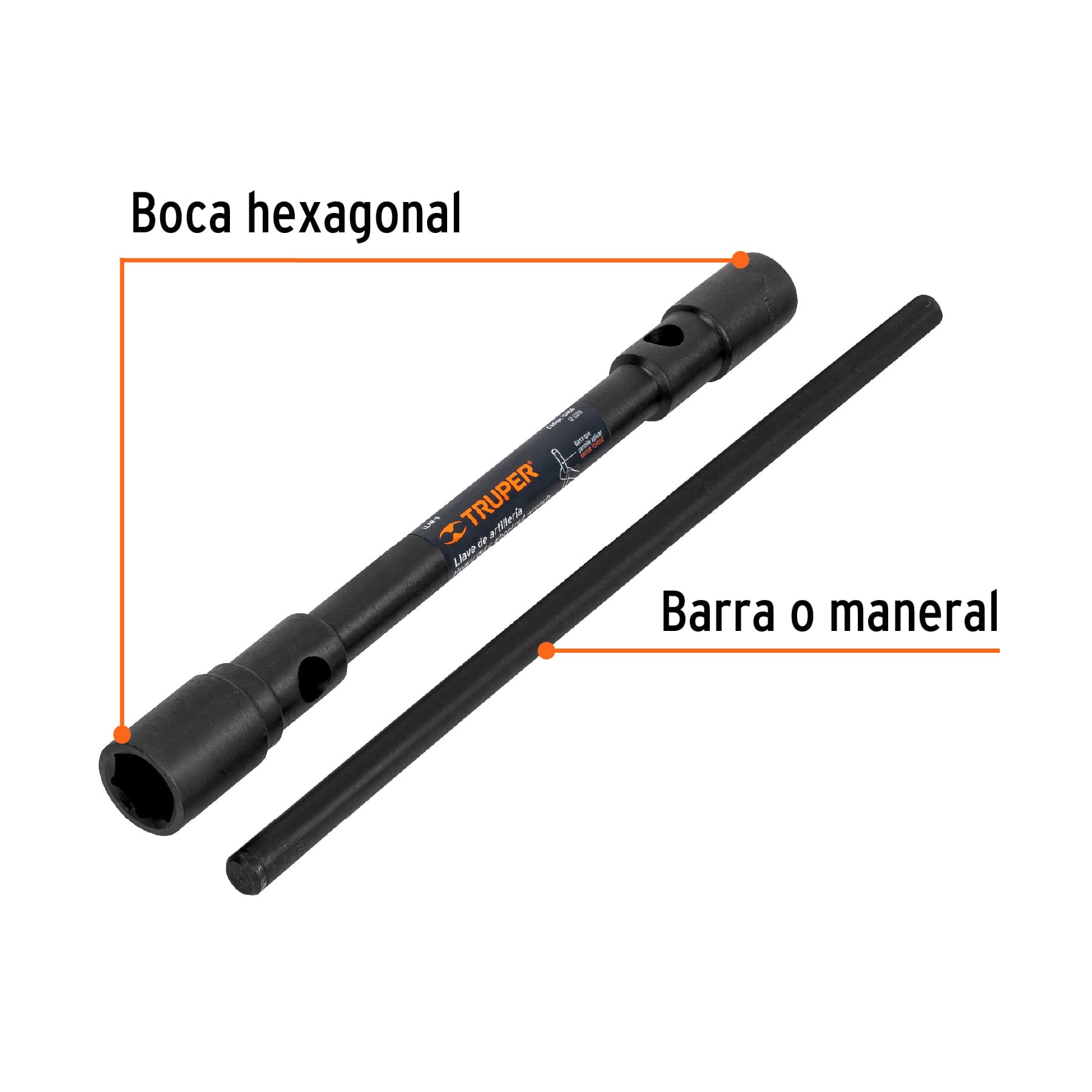 Llave de artillería, 1 x 1-1/8" boca hexagonal, TRUPER