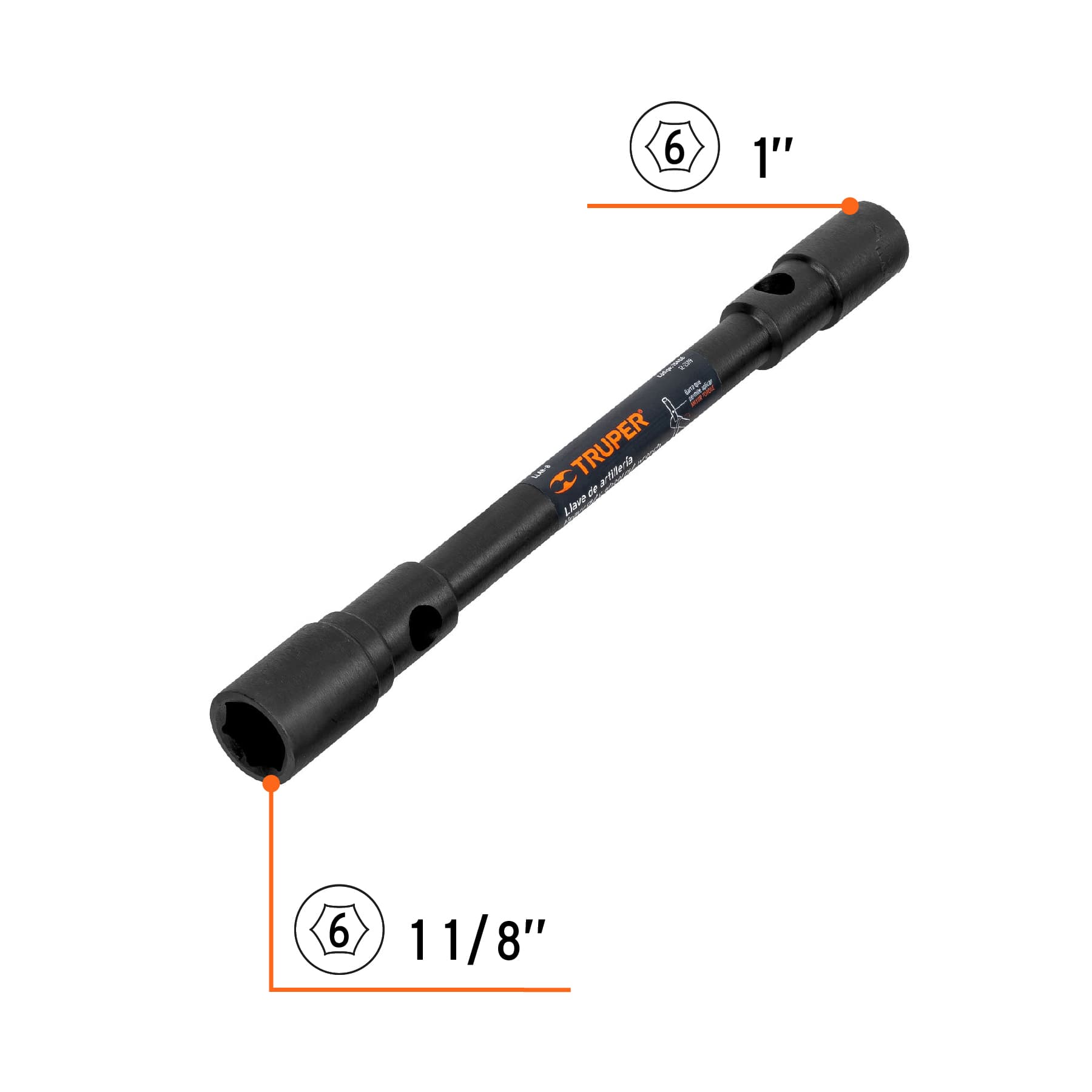 Llave de artillería, 1 x 1-1/8" boca hexagonal, TRUPER