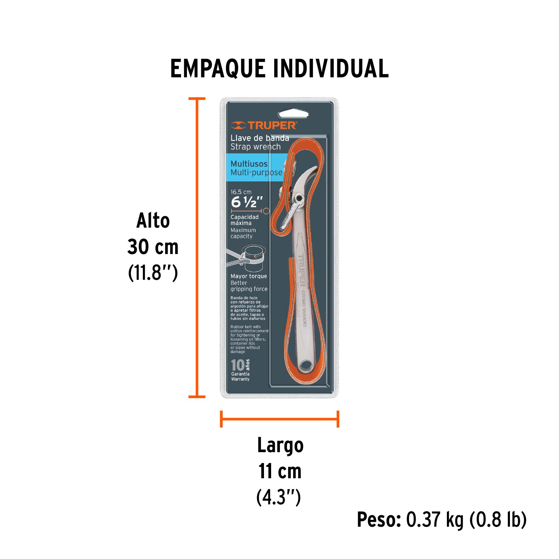 Llave de banda de hule 1-1/2" a 6-1/2" para filtro de aceite - Empaque