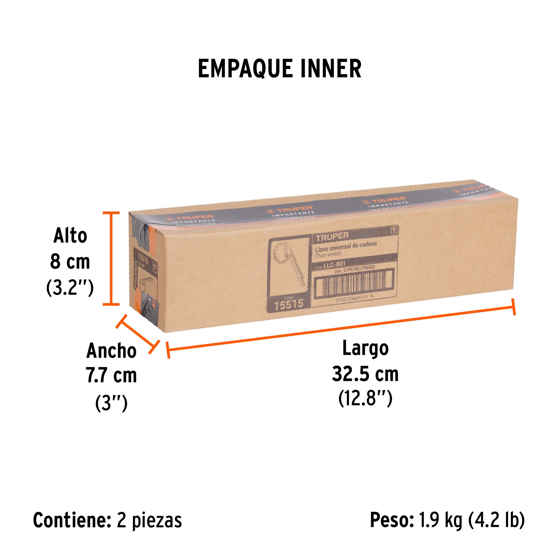 Llave universal con cadena con mango de 11", TRUPER - Empaque